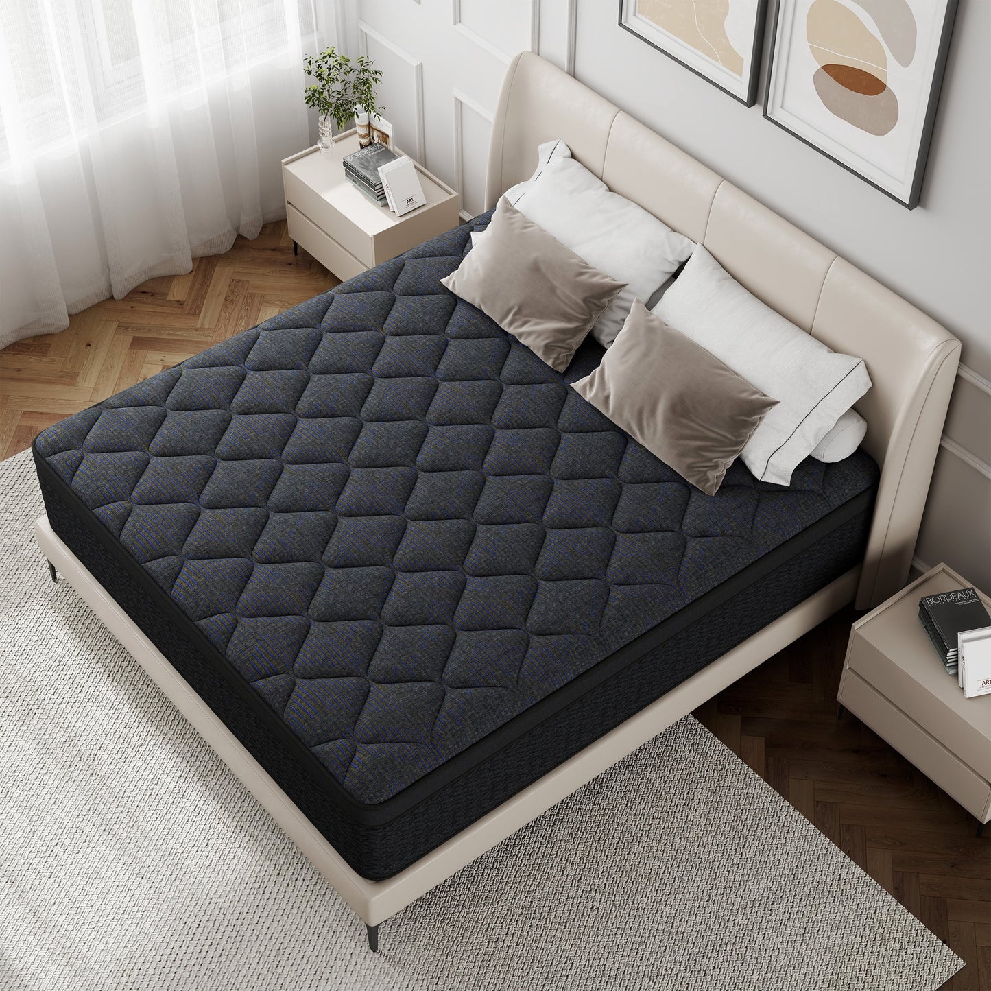 Mokiiya 12/14 INCH TWIN FULL QUEEN KING MATTRESS ,HYBRID MATTRESSES MEDIUM FIRM IN A BOX