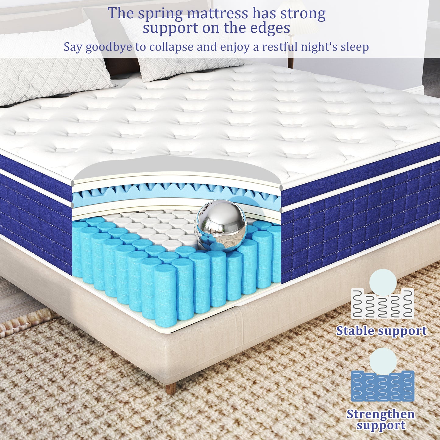 Kviwasha 12/14 INCH TWIN FULL QUEEN KING MATTRESS MEDIUM COMFORT TWIN SIZE FOR ADULT HYBRID MATTRESS IN A BOX