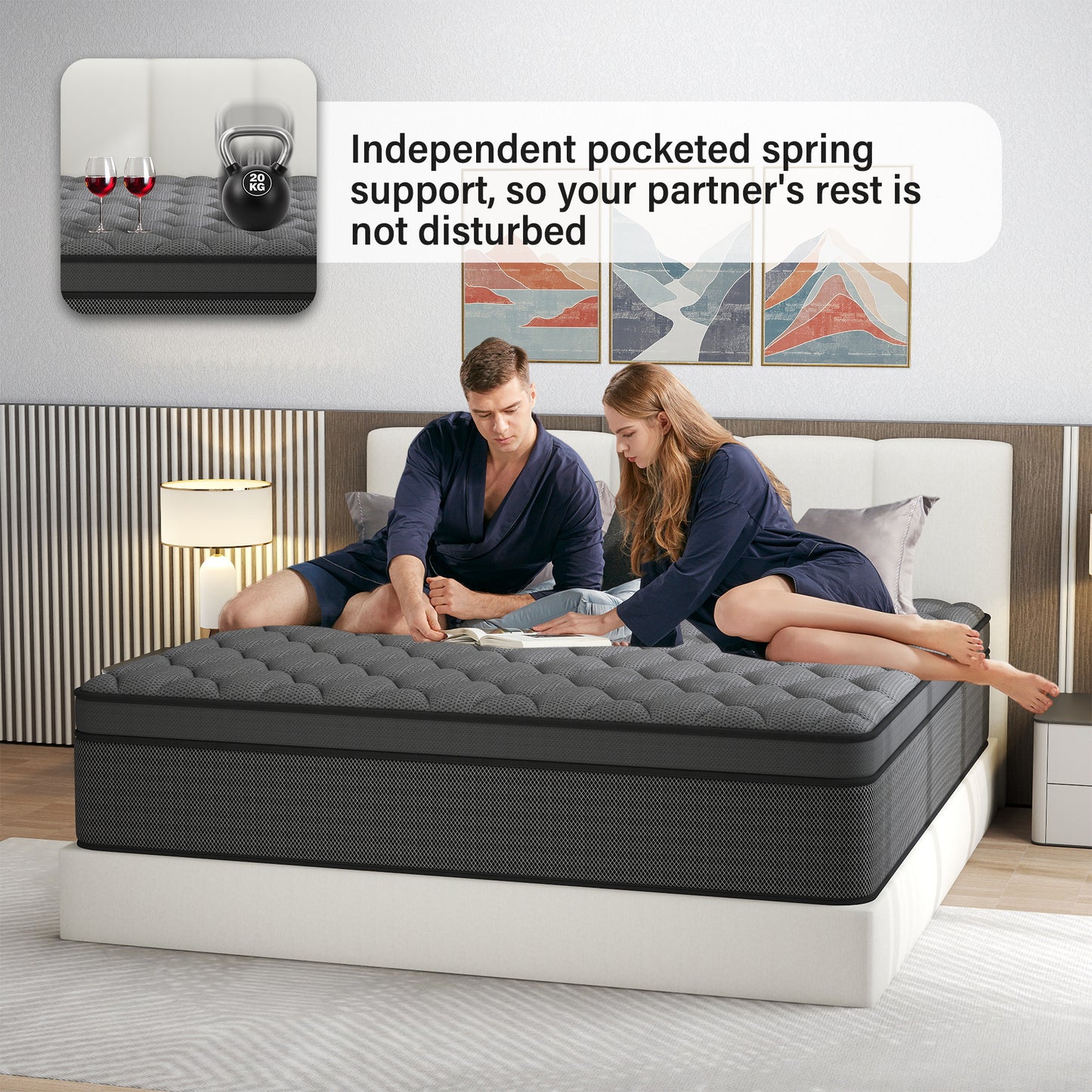 Yilicy 12/14 INCH TWIN FULL QUEEN KING ADULT MATTRESS WITH POCKET SPRING HYBRID MEMORY FOAM MEDIUM FIRM MATTRESS