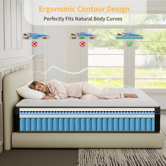 Mokiiya 10/12/14 INCH TWIN FULL QUEEN KING MATTRESS ,HYBRID MATTRESSES MEDIUM FIRM IN A BOX