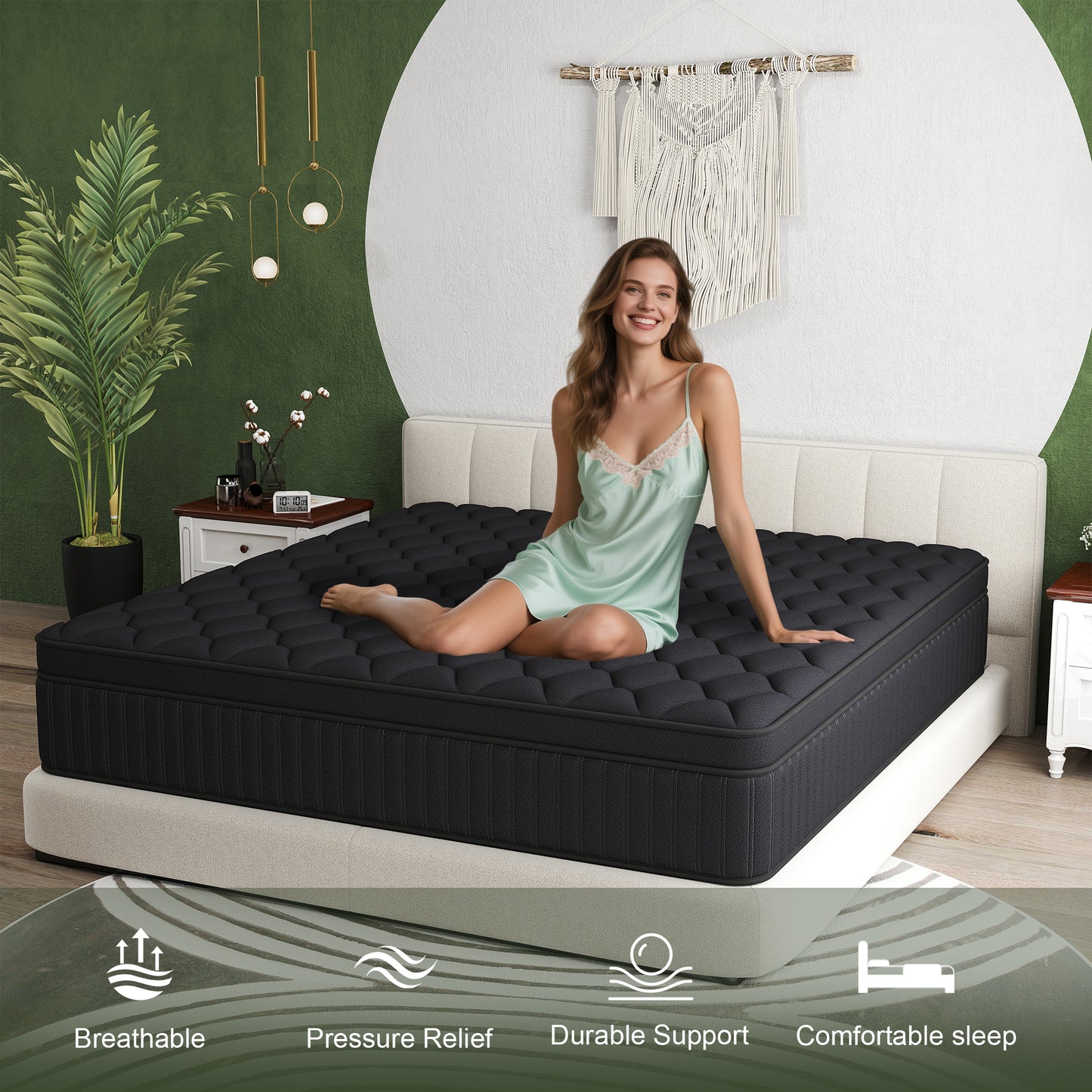 Kviwasha 12/14 INCH TWIN FULL QUEEN KING MATTRESS MEDIUM COMFORT TWIN SIZE FOR ADULT HYBRID MATTRESS IN A BOX