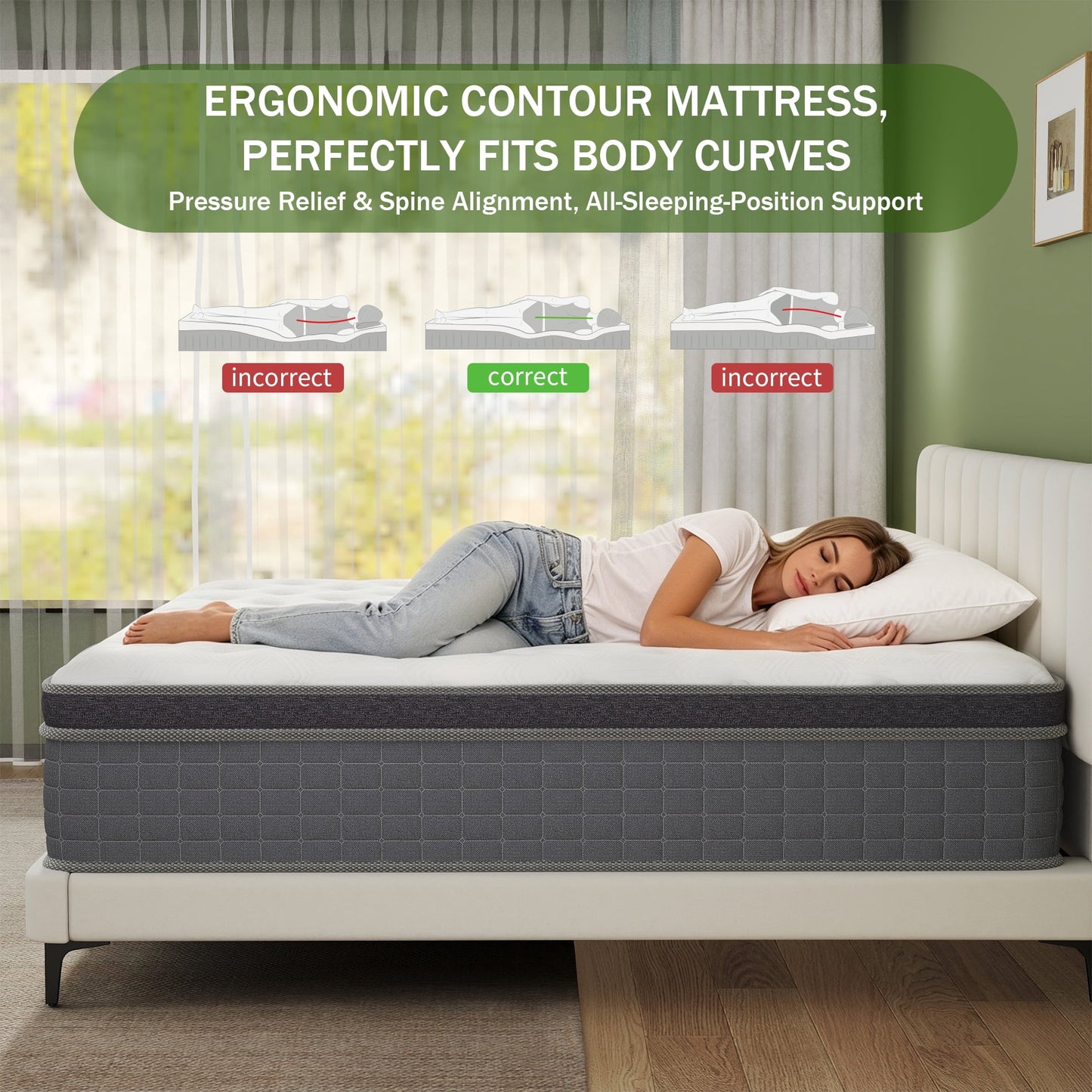 Abunitt 12/14 INCH TWIN FULL QUEEN KING MATTRESS MEDIUM COMFORT TWIN SIZE FOR ADULT HYBRID MATTRESS IN A BOX