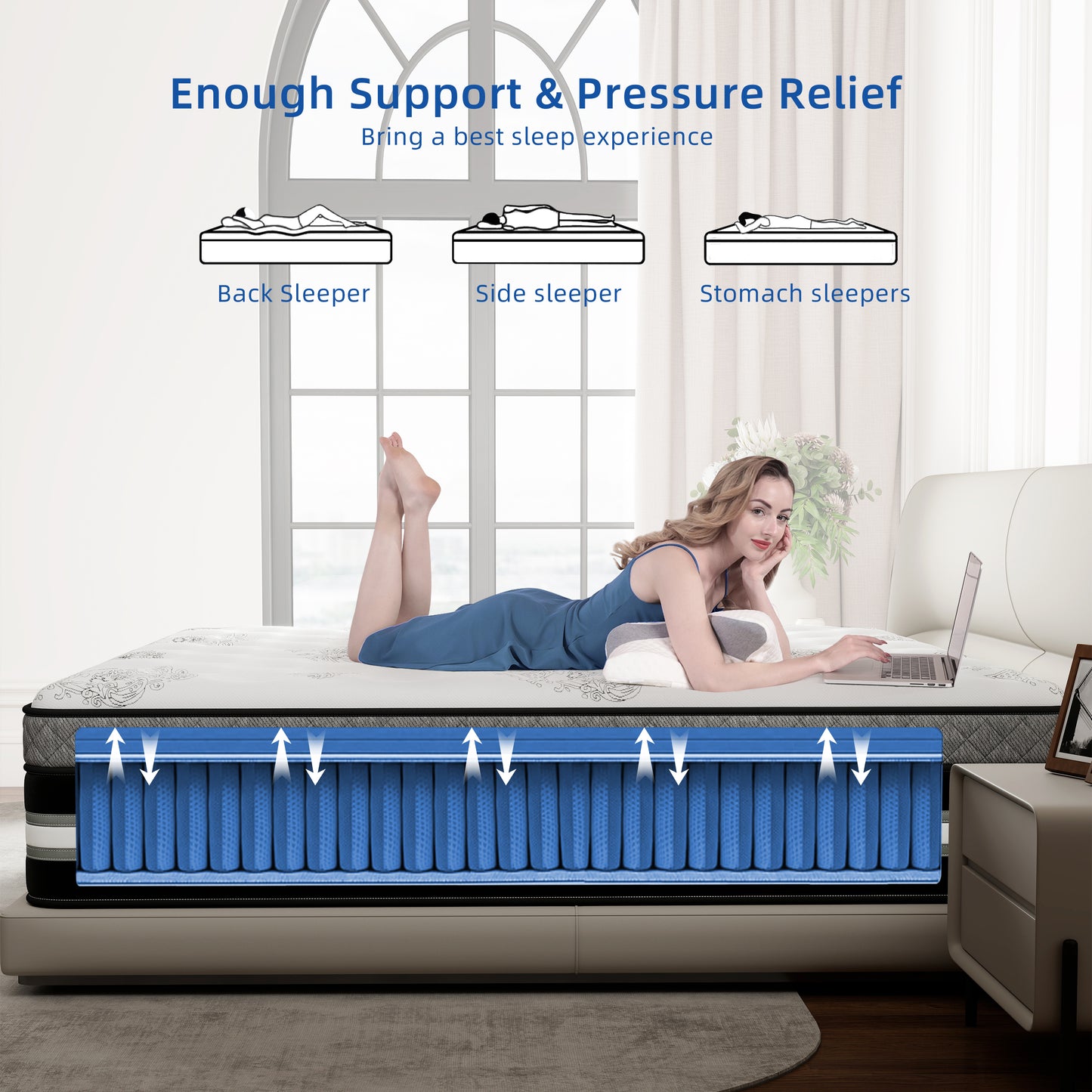 lemontalking 12/14 INCH TWIN FULL QUEEN KING MATTRESS ,HYBRID MATTRESSES MEDIUM FIRM IN A BOX