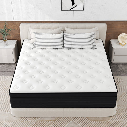 Abunitt 8/10/12/14 INCH TWIN FULL QUEEN KING MATTRESS MEDIUM COMFORT TWIN SIZE FOR ADULT HYBRID MATTRESS IN A BOX
