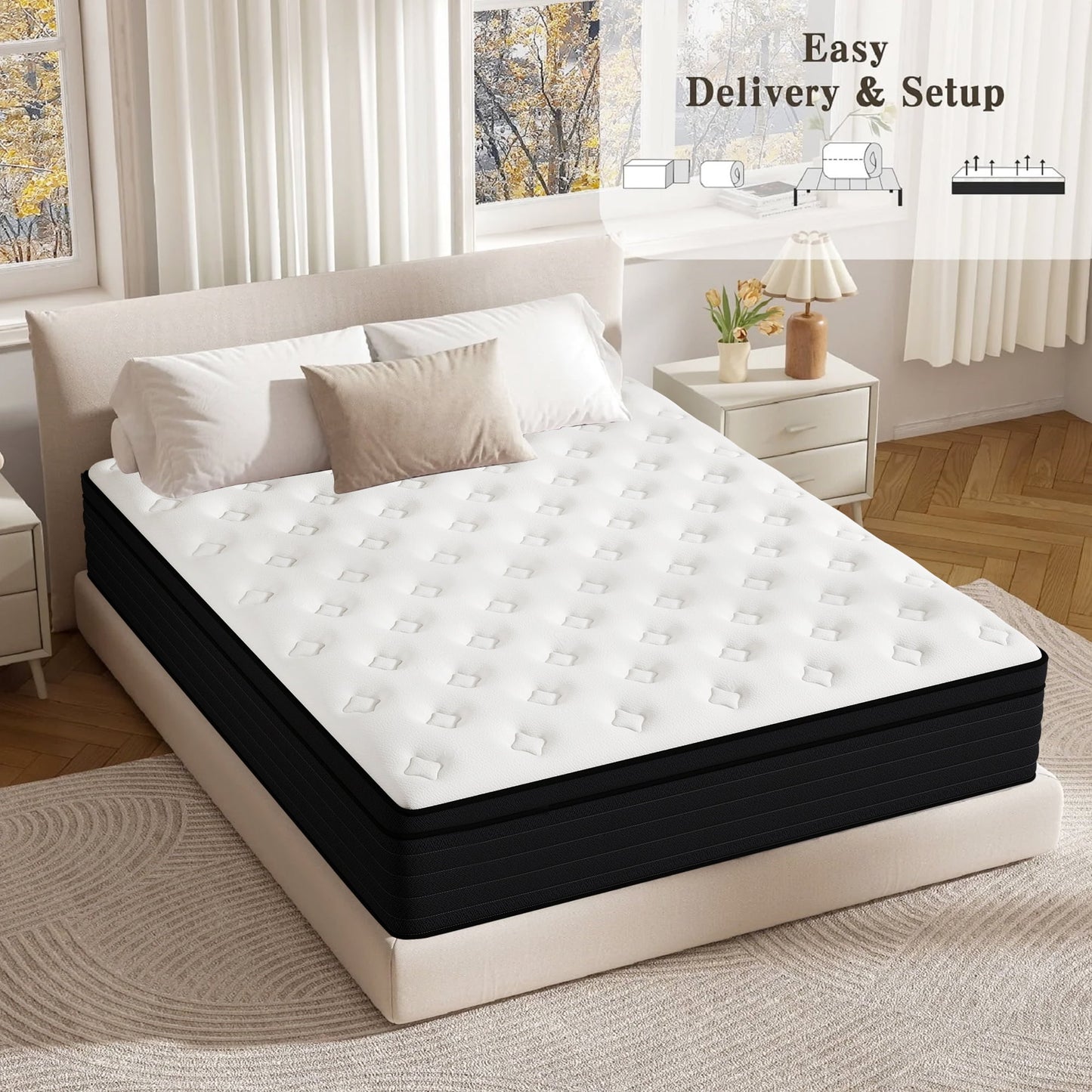 DalisTairy 10/12/14 INCH TWIN FULL QUEEN KING MATTRESS MEDIUM COMFORT TWIN SIZE FOR ADULT HYBRID MATTRESS IN A BOX