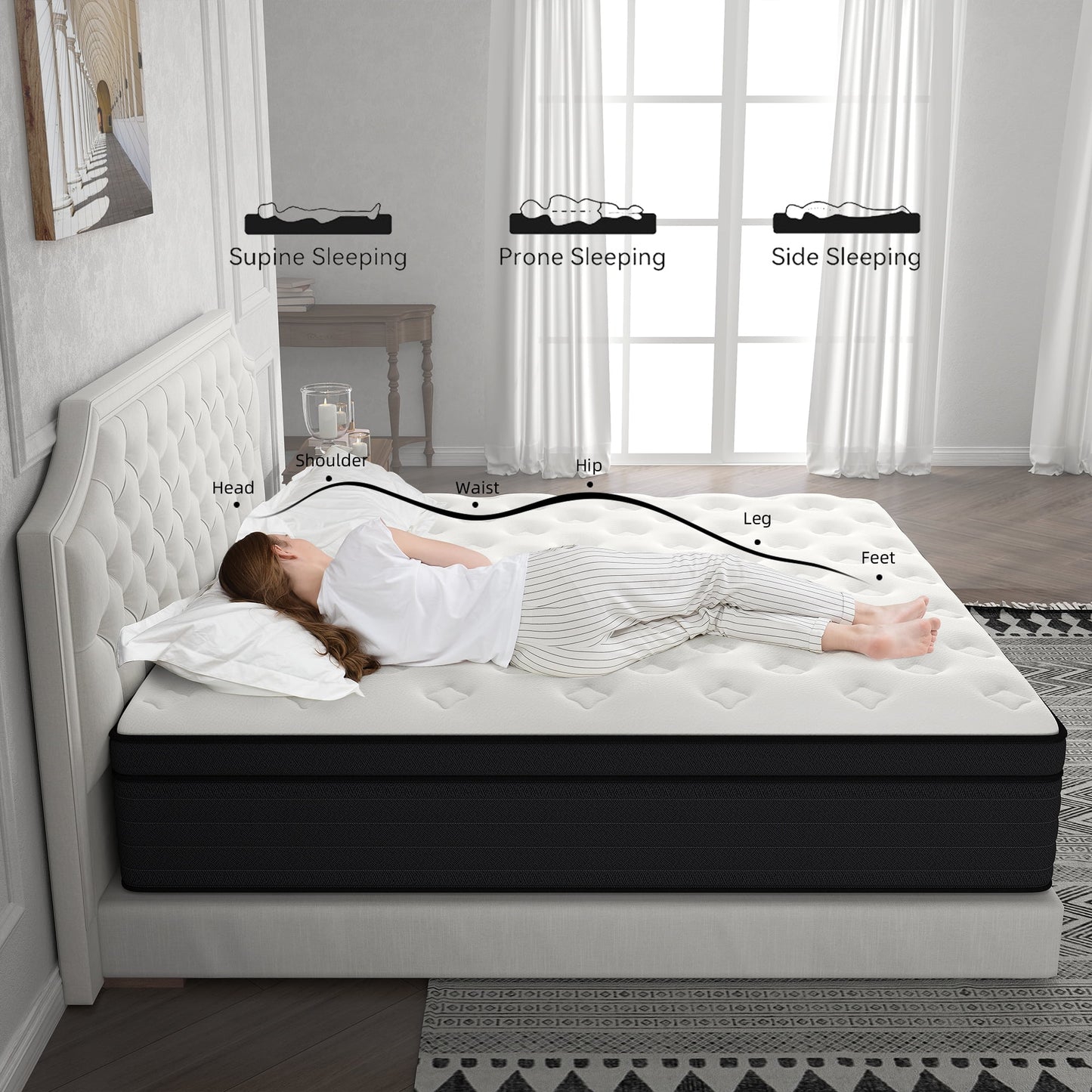 Kviwasha 10/12/14 INCH TWIN FULL QUEEN KING MATTRESS MEDIUM COMFORT TWIN SIZE FOR ADULT HYBRID MATTRESS IN A BOX