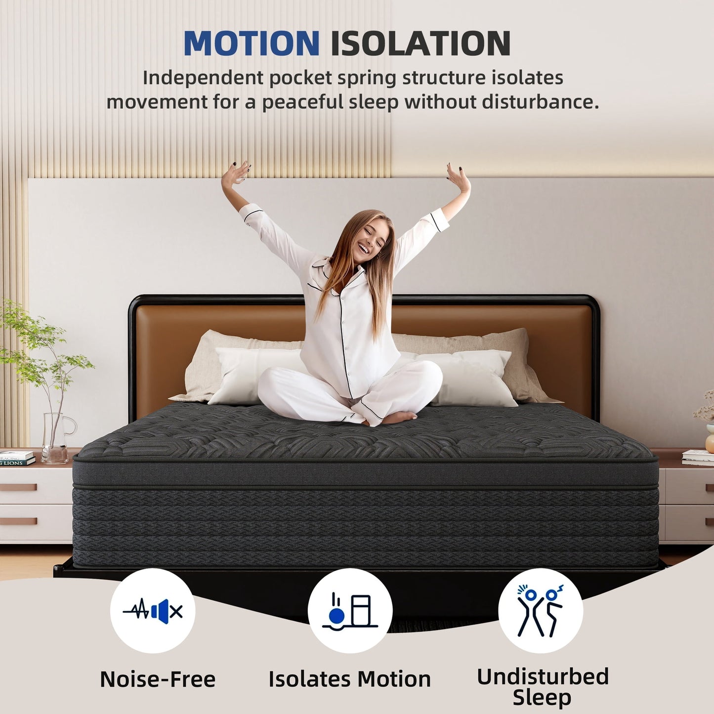 Mokiiya 12/14 INCH TWIN FULL QUEEN KING MATTRESS ,HYBRID MATTRESSES MEDIUM FIRM IN A BOX