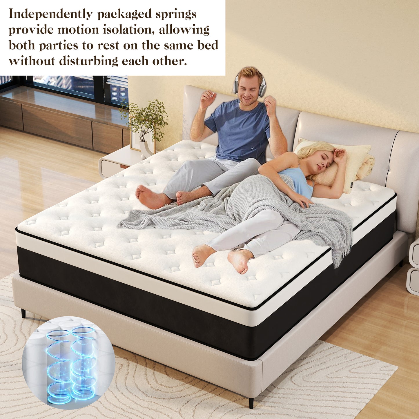 Kviwasha 10/12/14 INCH TWIN FULL QUEEN KING MATTRESS MEDIUM COMFORT TWIN SIZE FOR ADULT HYBRID MATTRESS IN A BOX