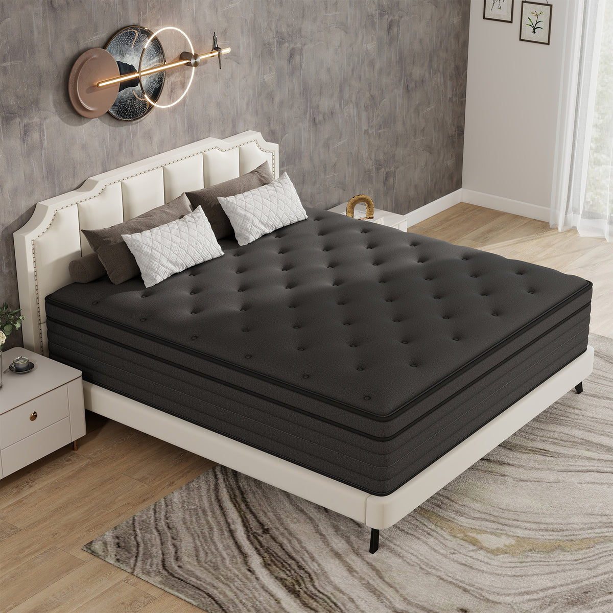 Mulinature 12/14 INCH TWIN FULL QUEEN KING MATTRESS ,HYBRID MATTRESSES MEDIUM FIRM IN A BOX
