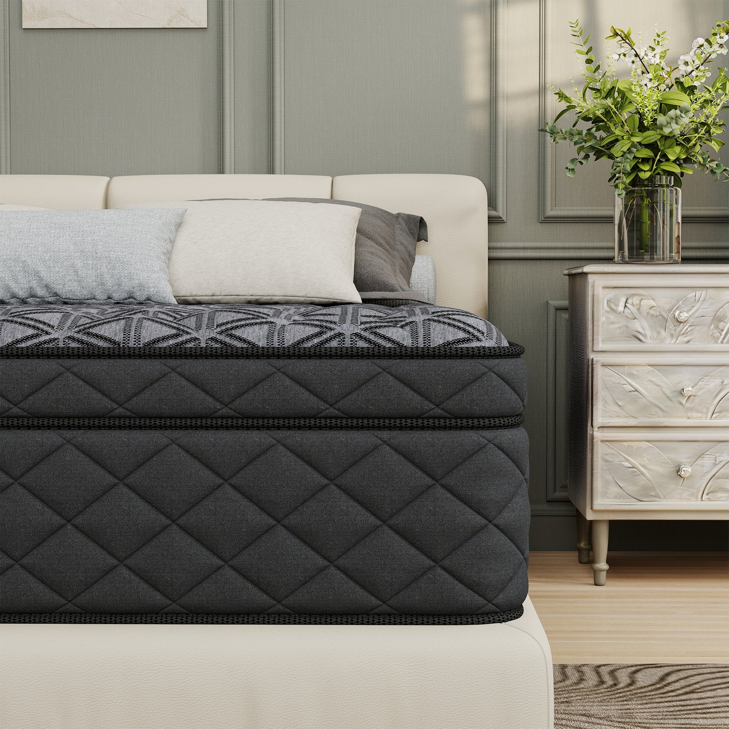 Mokiiya 12/14 INCH TWIN FULL QUEEN KING MATTRESS ,HYBRID MATTRESSES MEDIUM FIRM IN A BOX