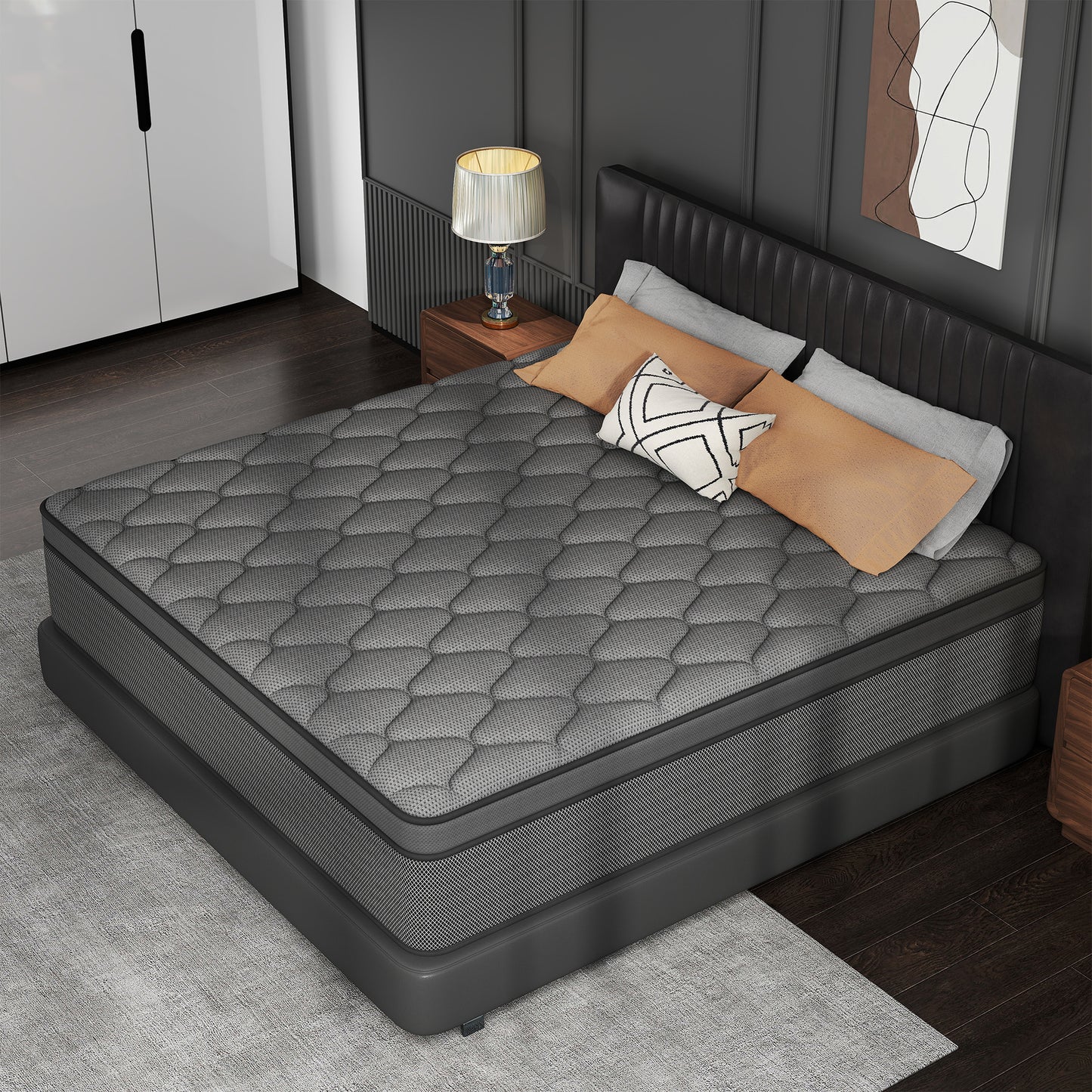 Mokiiya 12/14 INCH TWIN FULL QUEEN KING MATTRESS ,HYBRID MATTRESSES MEDIUM FIRM IN A BOX
