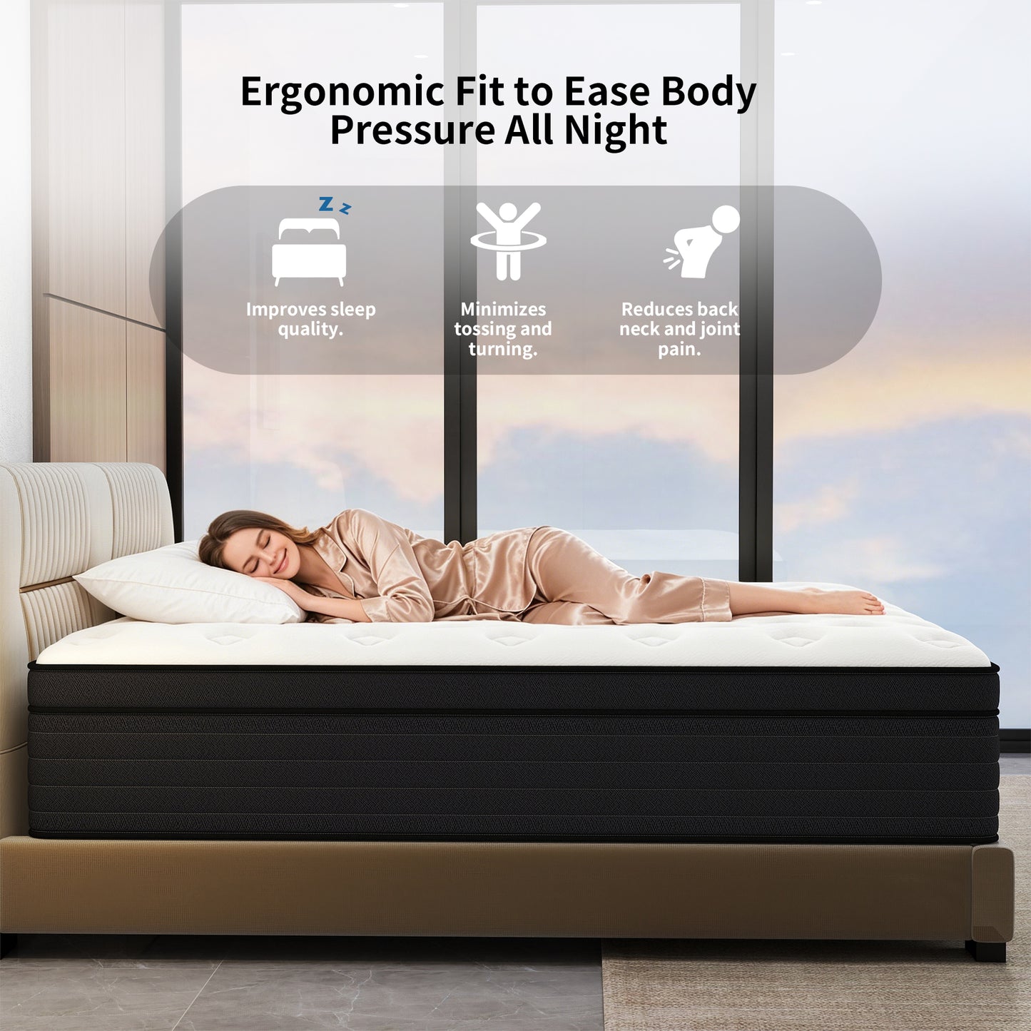 Mokiiya 8/10/12/14 INCH TWIN FULL QUEEN KING MATTRESS ,HYBRID MATTRESSES MEDIUM FIRM IN A BOX