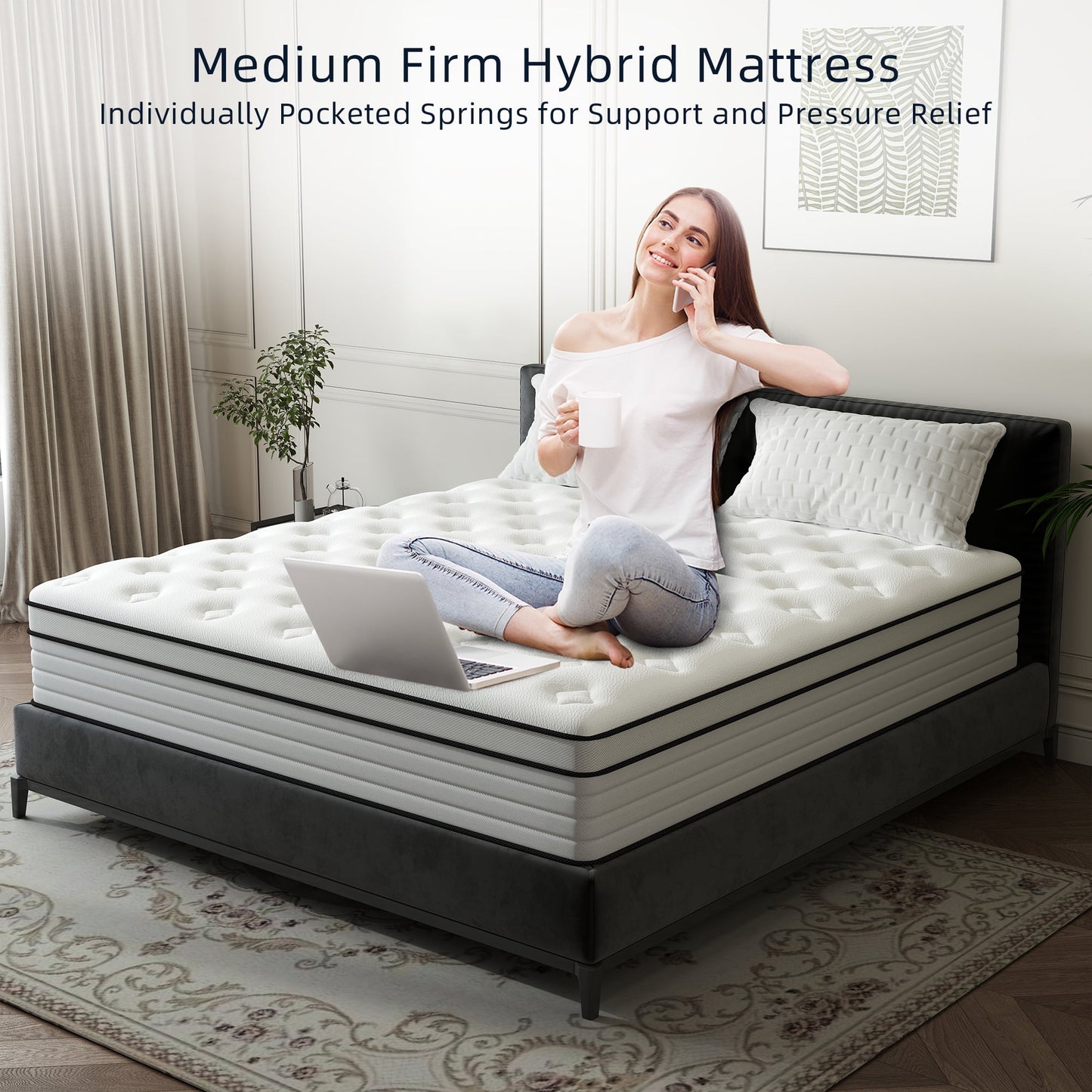 Yilicy 12/14 INCH TWIN FULL QUEEN KING ADULT MATTRESS WITH POCKET SPRING HYBRID MEMORY FOAM MEDIUM FIRM MATTRESS