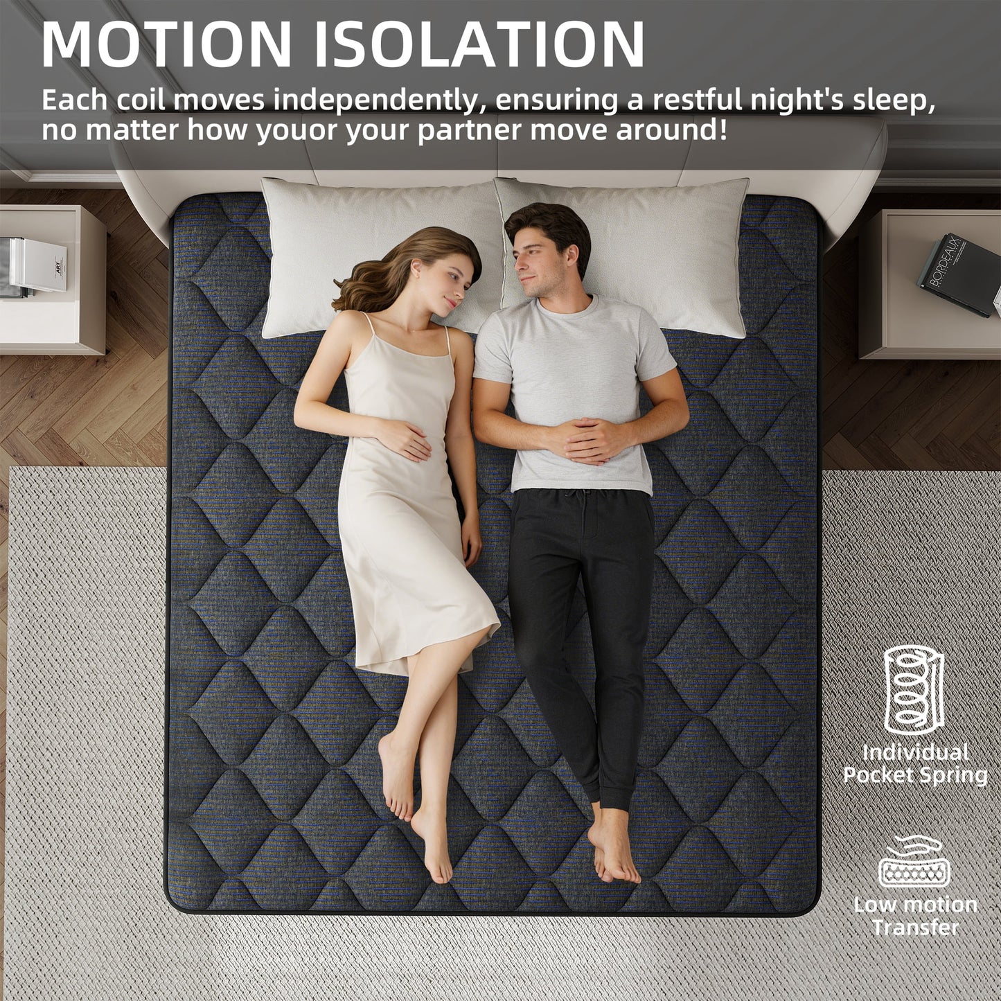 Mokiiya 12/14 INCH TWIN FULL QUEEN KING MATTRESS ,HYBRID MATTRESSES MEDIUM FIRM IN A BOX