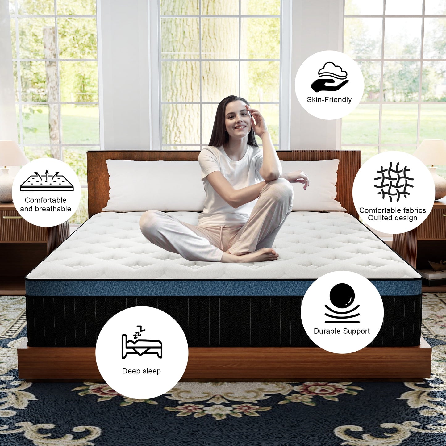 Abunitt 12/14 INCH TWIN FULL QUEEN KING MATTRESS MEDIUM COMFORT TWIN SIZE FOR ADULT HYBRID MATTRESS IN A BOX