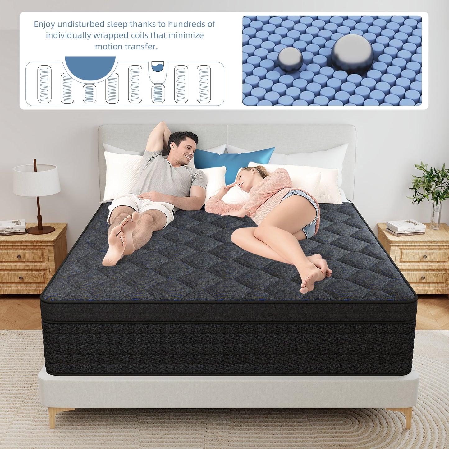 Kviwasha 12/14 INCH TWIN FULL QUEEN KING MATTRESS MEDIUM COMFORT TWIN SIZE FOR ADULT HYBRID MATTRESS IN A BOX
