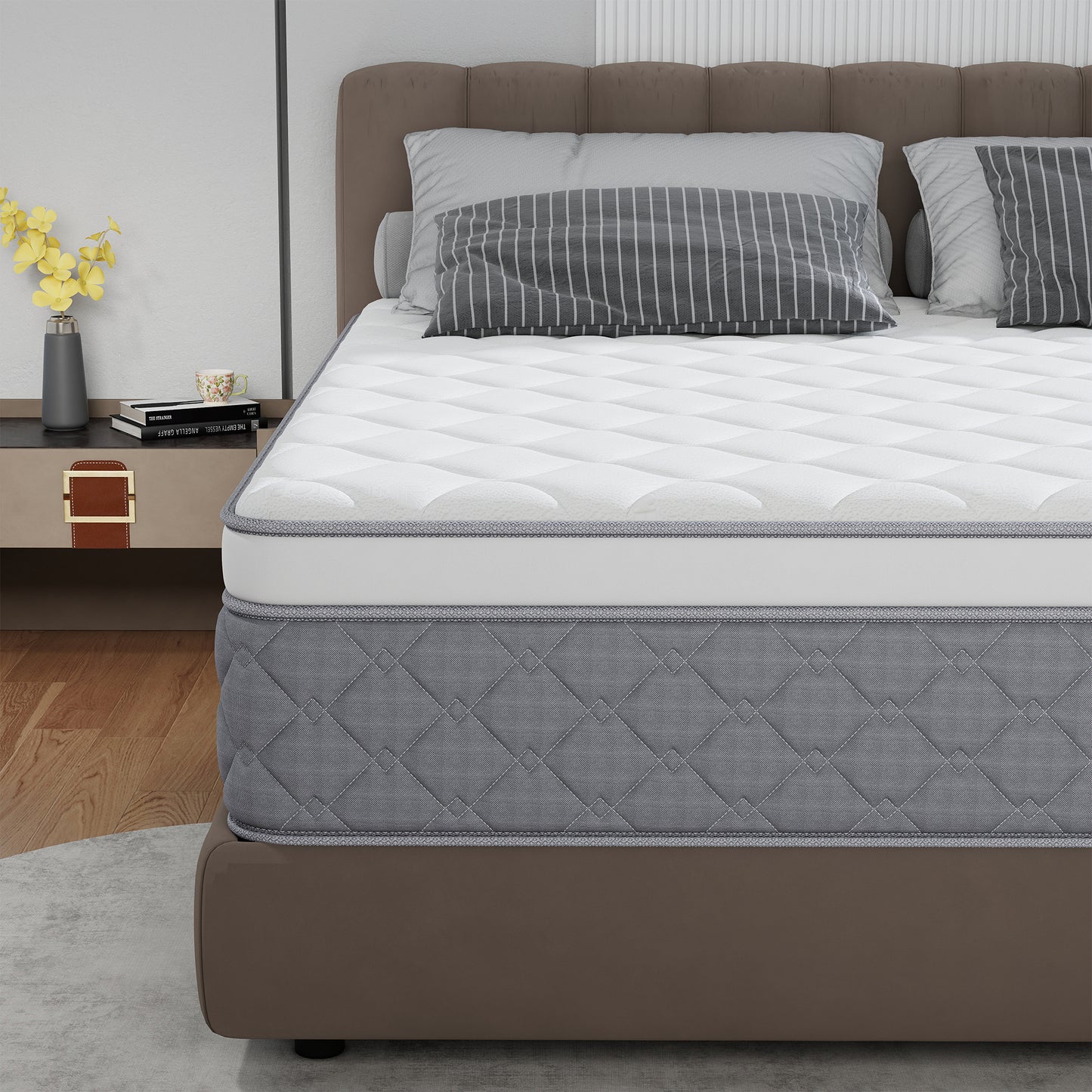Kviwasha 14 INCH TWIN FULL QUEEN KING MATTRESS MEDIUM COMFORT TWIN SIZE FOR ADULT HYBRID MATTRESS IN A BOX