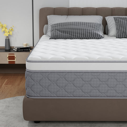 Kviwasha 14 INCH TWIN FULL QUEEN KING MATTRESS MEDIUM COMFORT TWIN SIZE FOR ADULT HYBRID MATTRESS IN A BOX