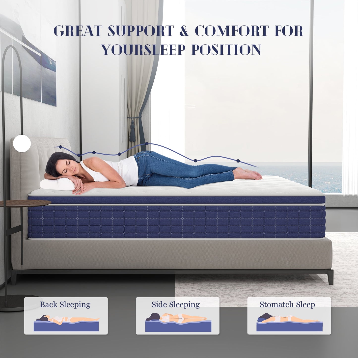 DalisTairy 12/14 INCH TWIN FULL QUEEN KING MATTRESS ,HYBRID MATTRESSES MEDIUM FIRM IN A BOX