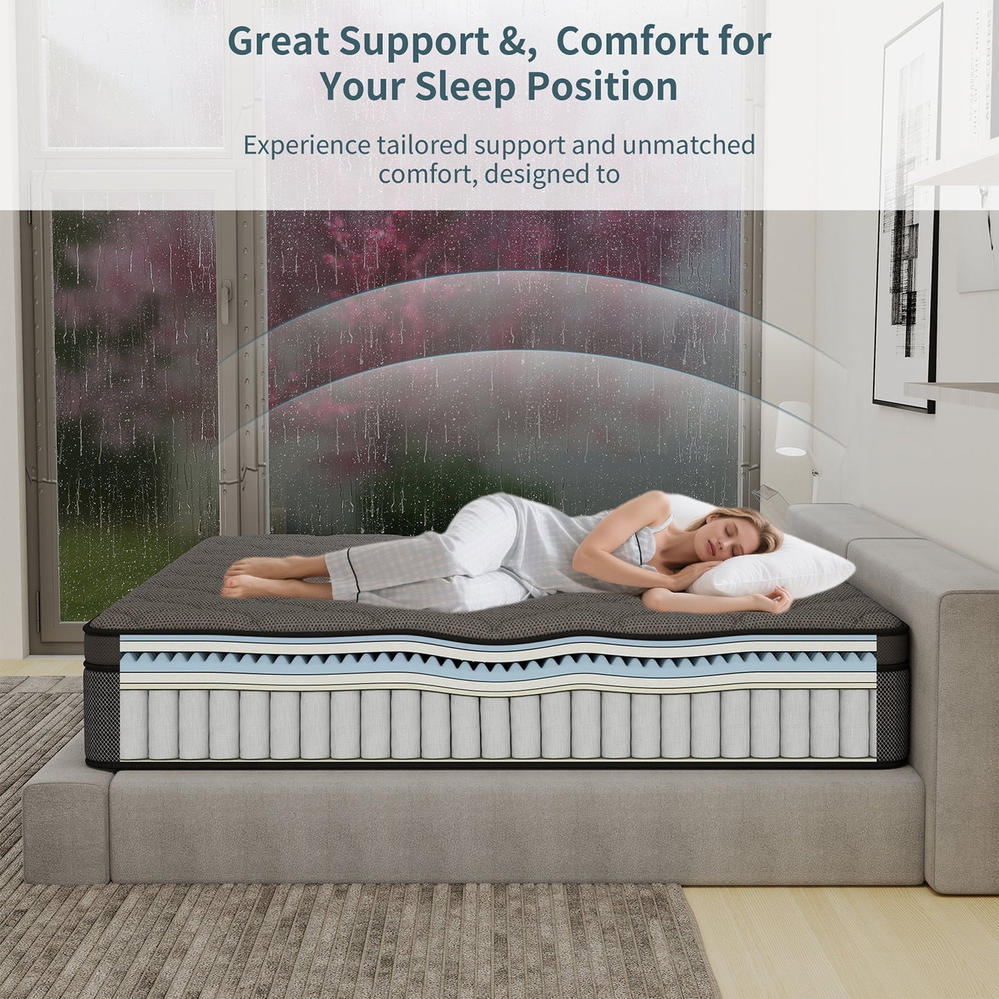 DalisTairy 12/14 INCH TWIN FULL QUEEN KING MATTRESS ,HYBRID MATTRESSES MEDIUM FIRM IN A BOX