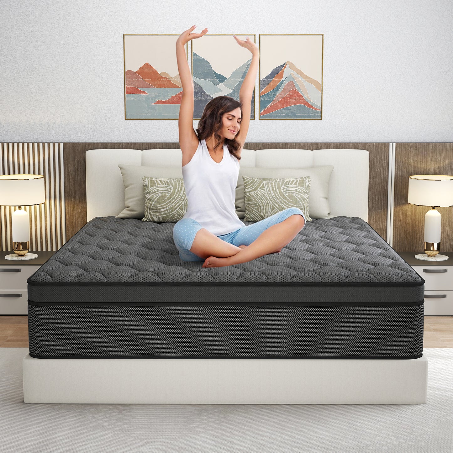 Yilicy 12/14 INCH TWIN FULL QUEEN KING ADULT MATTRESS WITH POCKET SPRING HYBRID MEMORY FOAM MEDIUM FIRM MATTRESS