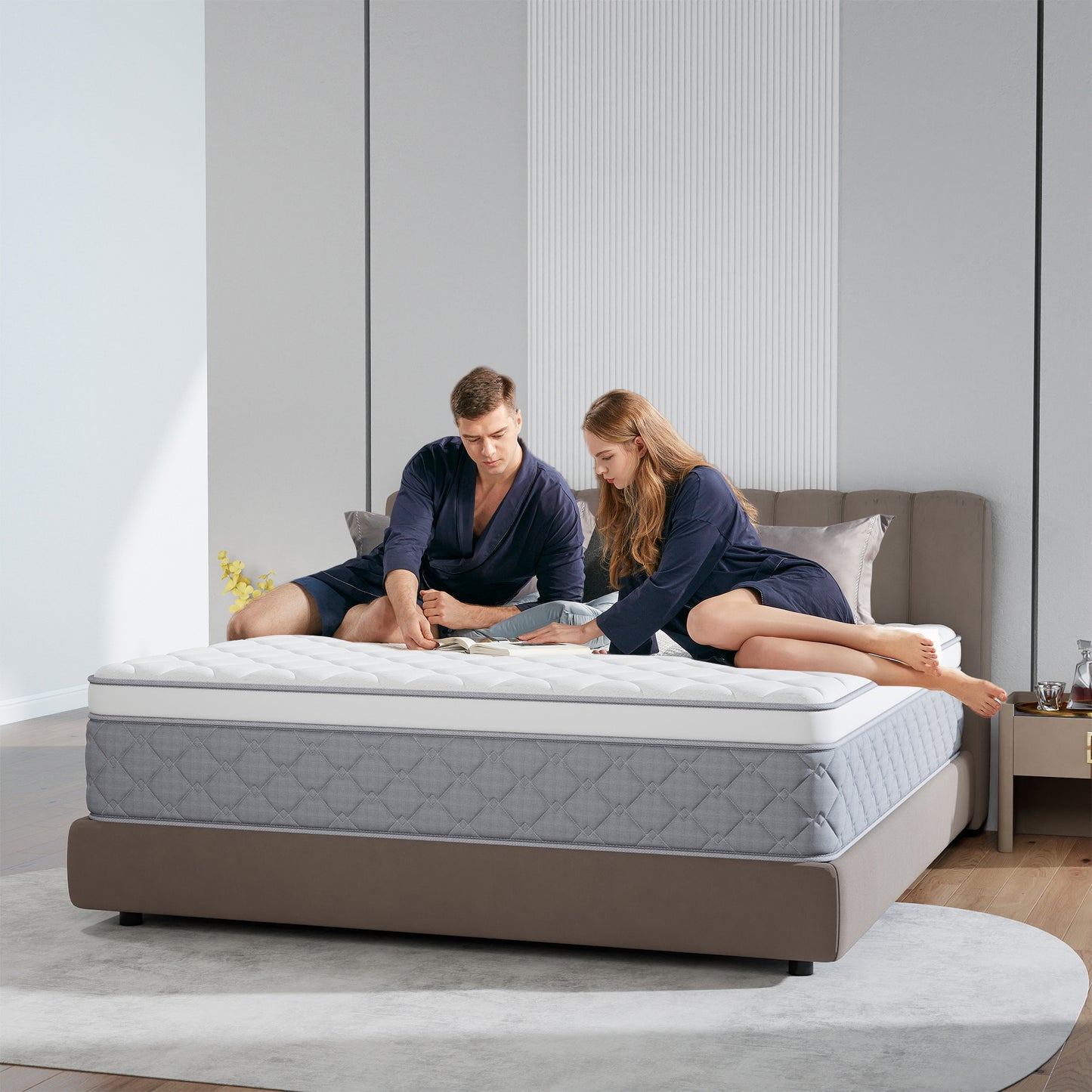 Kviwasha 14 INCH TWIN FULL QUEEN KING MATTRESS MEDIUM COMFORT TWIN SIZE FOR ADULT HYBRID MATTRESS IN A BOX
