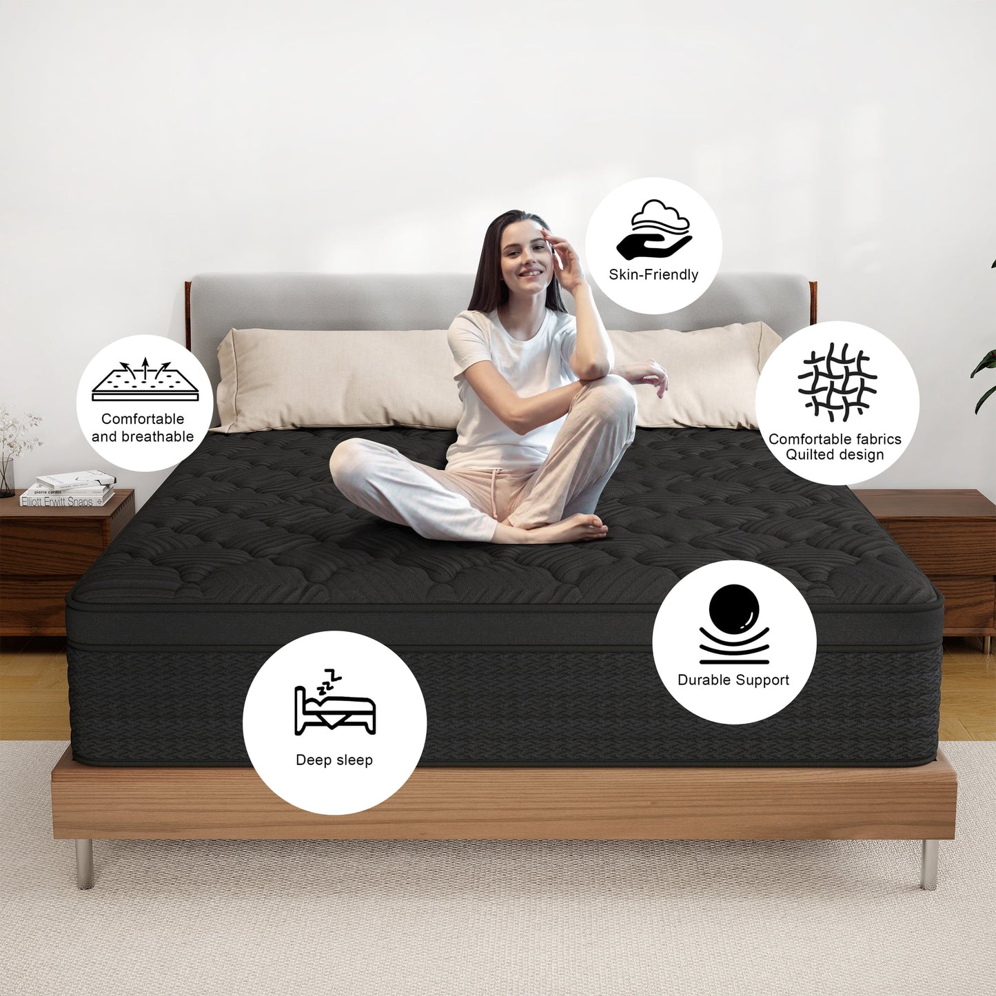 Kviwasha 12/14 INCH TWIN FULL QUEEN KING MATTRESS MEDIUM COMFORT TWIN SIZE FOR ADULT HYBRID MATTRESS IN A BOX