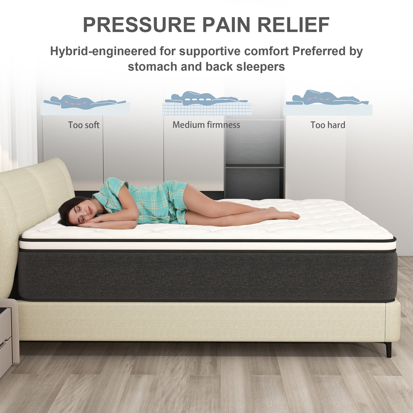 CICIMLU 12/14 INCH TWIN FULL QUEEN KING MATTRESS ,HYBRID MATTRESSES MEDIUM FIRM IN A BOX