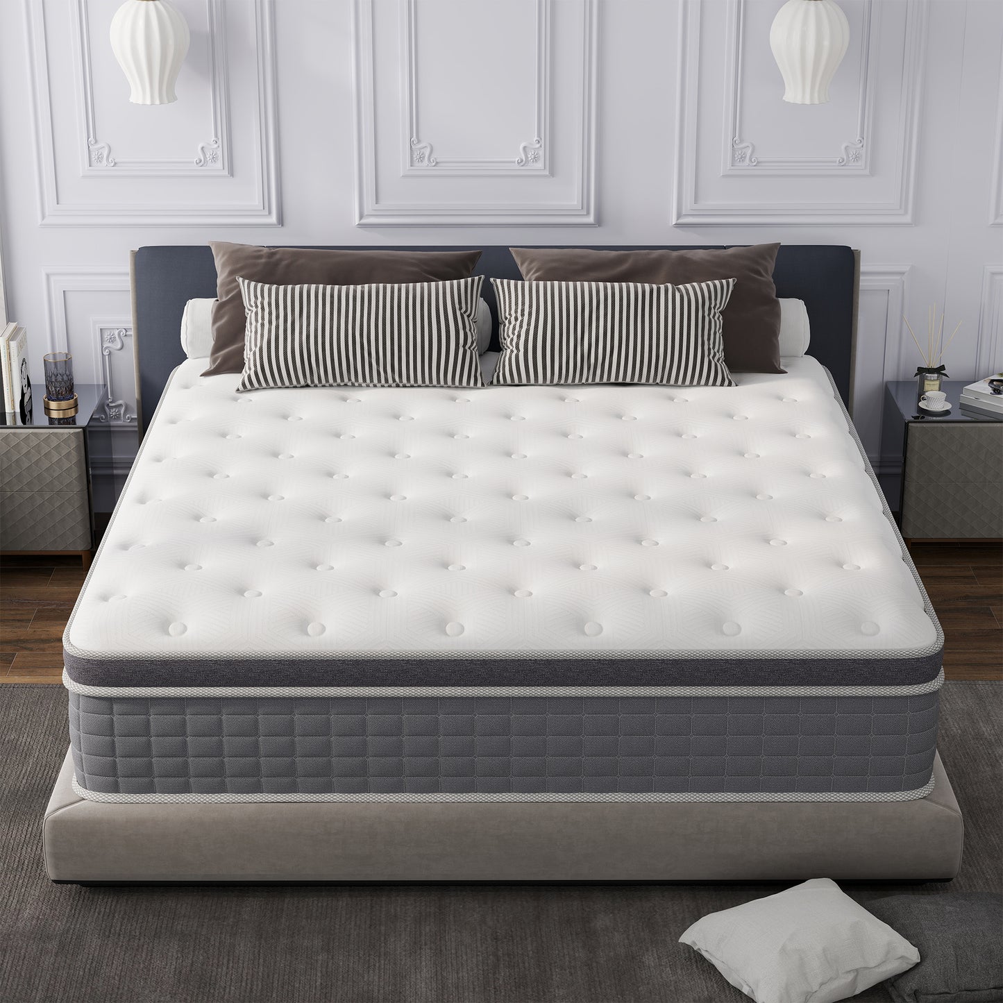 Mokiiya 12/14 INCH TWIN FULL QUEEN KING MATTRESS ,HYBRID MATTRESSES MEDIUM FIRM IN A BOX