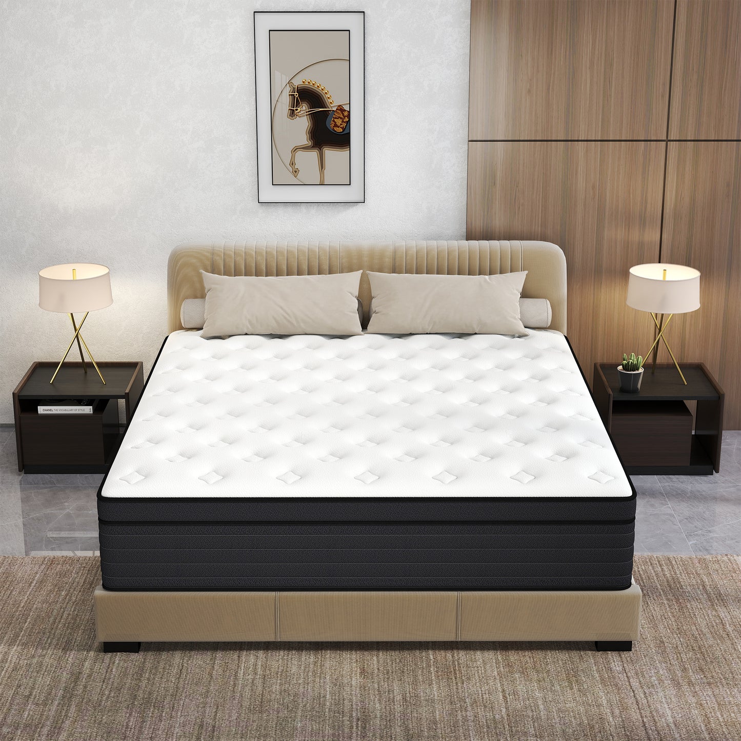 Mokiiya 8/10/12/14 INCH TWIN FULL QUEEN KING MATTRESS ,HYBRID MATTRESSES MEDIUM FIRM IN A BOX