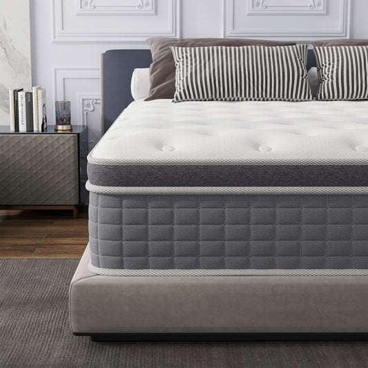 Mokiiya 12/14 INCH TWIN FULL QUEEN KING MATTRESS ,HYBRID MATTRESSES MEDIUM FIRM IN A BOX
