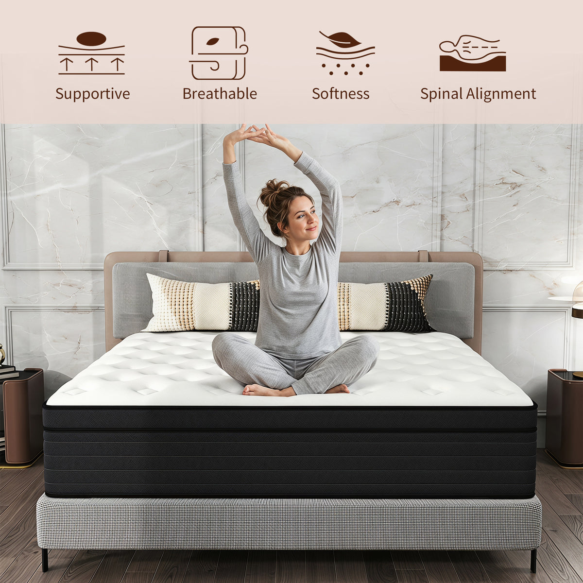 DalisTairy 12/14 INCH TWIN FULL QUEEN KING MATTRESS ,HYBRID MATTRESSES MEDIUM FIRM IN A BOX