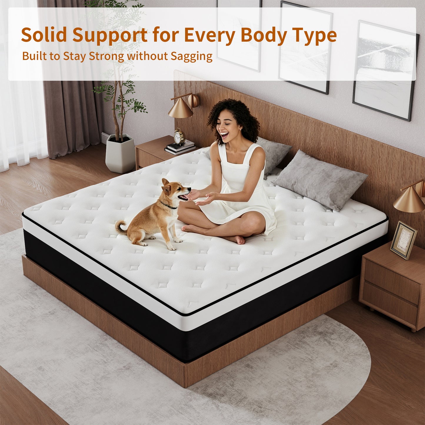 Mokiiya 8/10/12/14 INCH TWIN FULL QUEEN KING MATTRESS ,HYBRID MATTRESSES MEDIUM FIRM IN A BOX