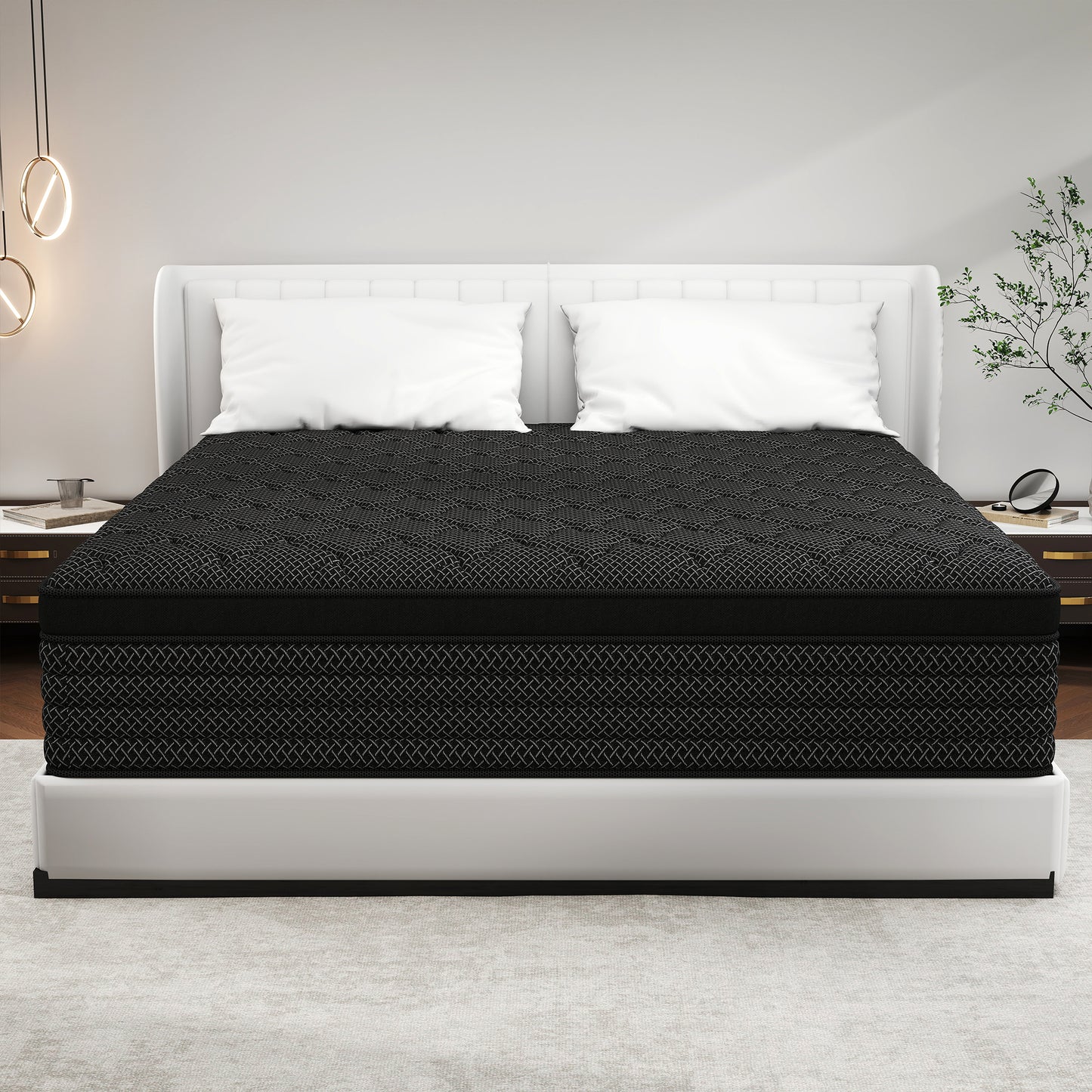 YILICY TWIN FULL QUEEN KING MATTRESS, 12/14 INCH HYBRID MATTRESS IN A BOX WITH MEMORY FOAM AND POCKET SPRING, BREATHABLE CONSTRUCTION BLACK MEDIUM
