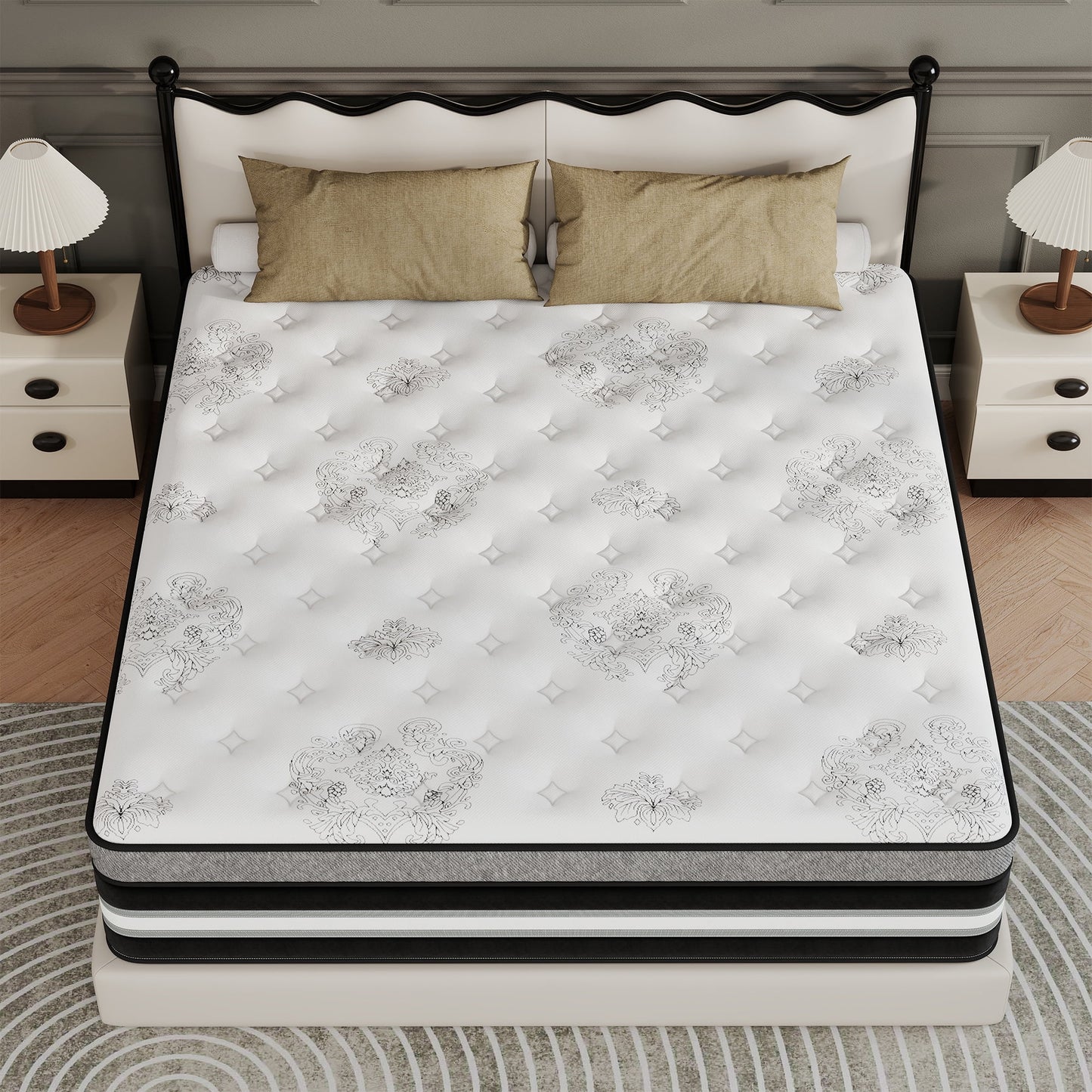 Mokiiya 12/14 INCH TWIN FULL QUEEN KING MATTRESS ,HYBRID MATTRESSES MEDIUM FIRM IN A BOX