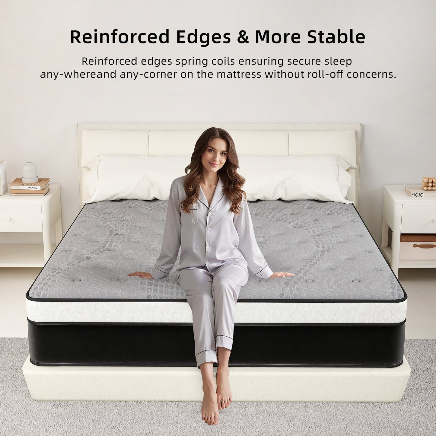 Mokiiya 12/14 INCH TWIN FULL QUEEN KING MATTRESS ,HYBRID MATTRESSES MEDIUM FIRM IN A BOX
