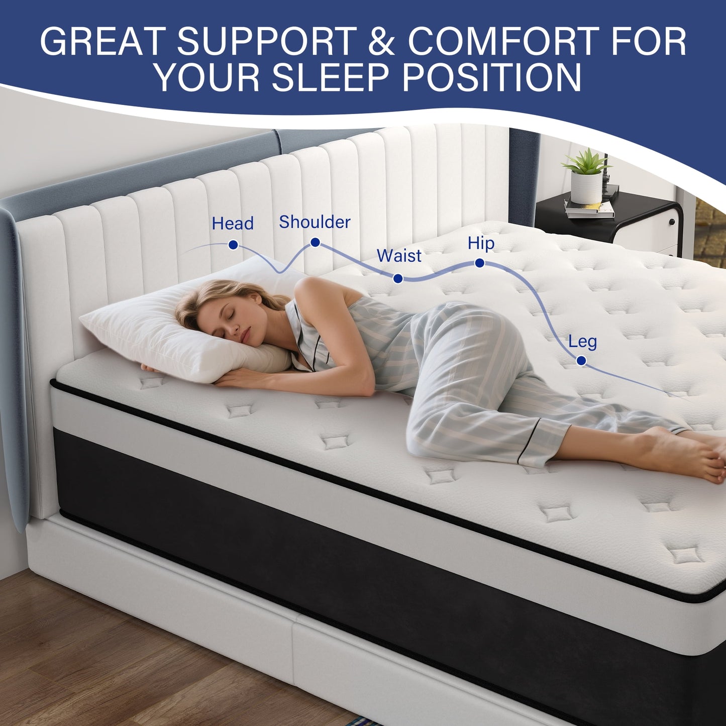 Mulinature 10/12/14 INCH TWIN FULL QUEEN KING SIZE MATTRESS MEDIUM COMFORT FULL SIZE FOR ADULT HYBRID MATTRESS IN A BOX