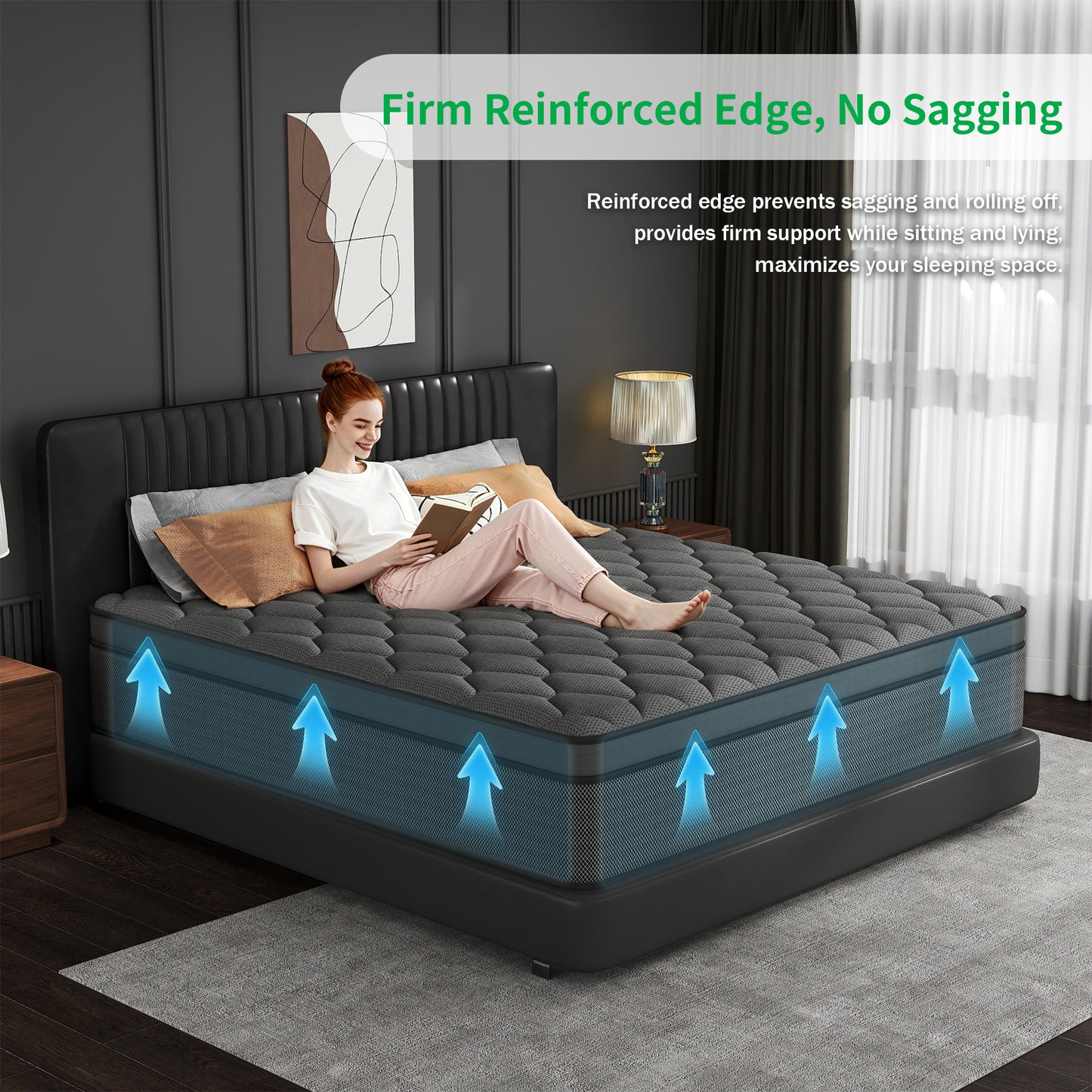 Mokiiya 12/14 INCH TWIN FULL QUEEN KING MATTRESS ,HYBRID MATTRESSES MEDIUM FIRM IN A BOX