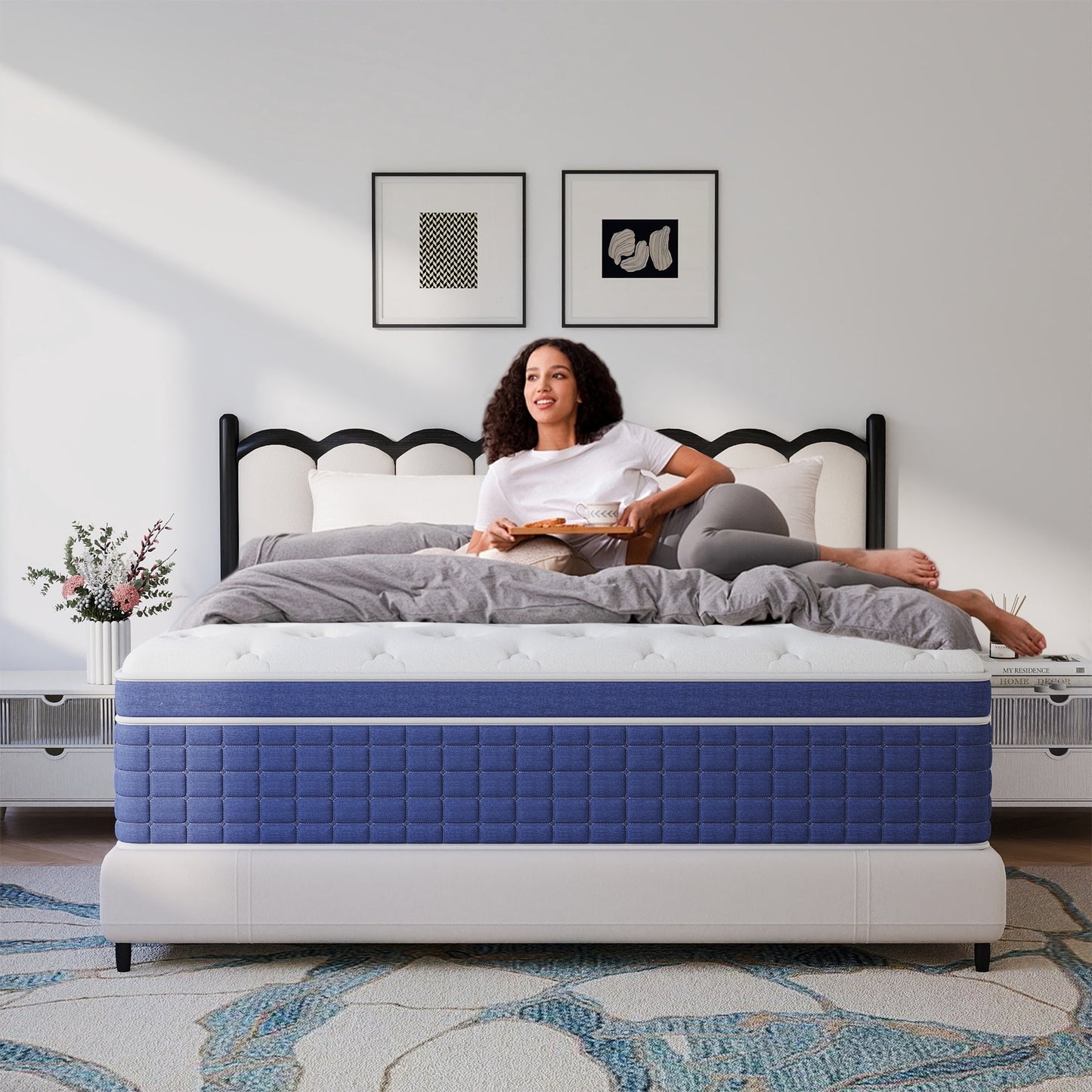 Mokiiya 12/14 INCH TWIN FULL QUEEN KING MATTRESS ,HYBRID MATTRESSES MEDIUM FIRM IN A BOX
