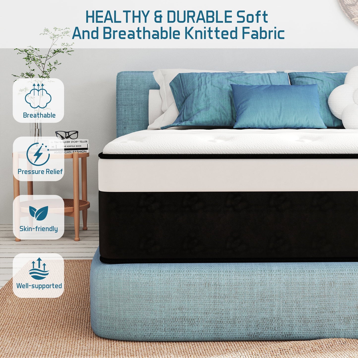 Yilicy 10/12/14 INCH TWIN FULL QUEEN KING ADULT MATTRESS WITH POCKET SPRING HYBRID MEMORY FOAM MEDIUM FIRM MATTRESS