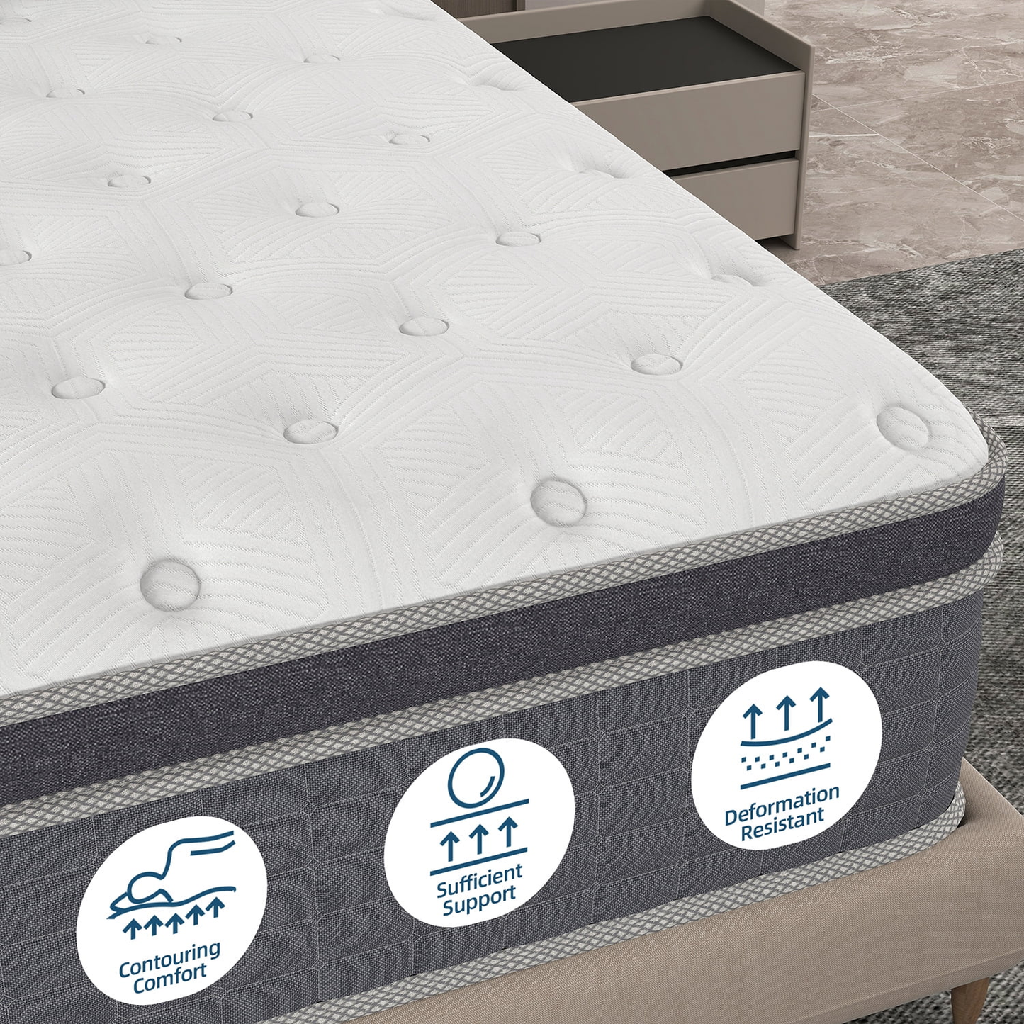 lemontalking 12/14 INCH TWIN FULL QUEEN KING MATTRESS ,HYBRID MATTRESSES MEDIUM FIRM IN A BOX