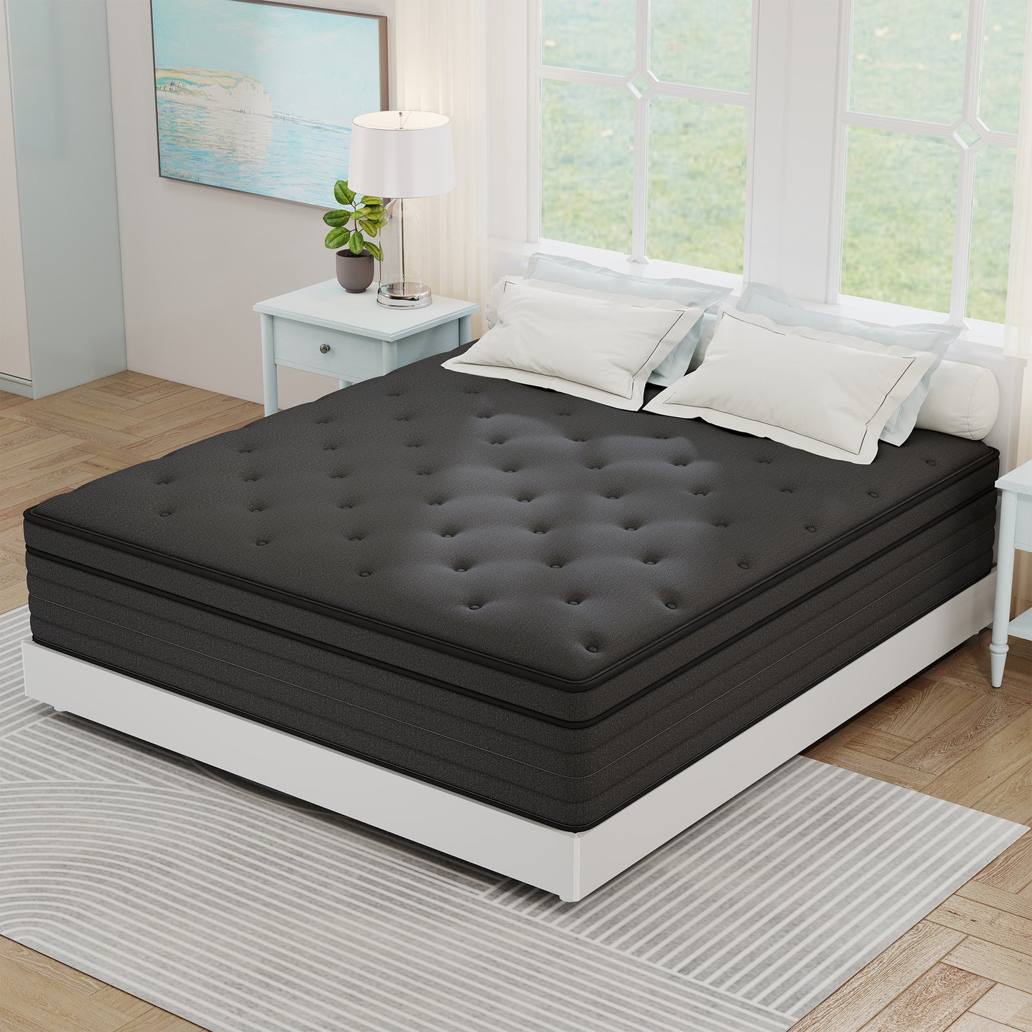 Kviwasha 12/14 INCH TWIN FULL QUEEN KING MATTRESS MEDIUM COMFORT TWIN SIZE FOR ADULT HYBRID MATTRESS IN A BOX