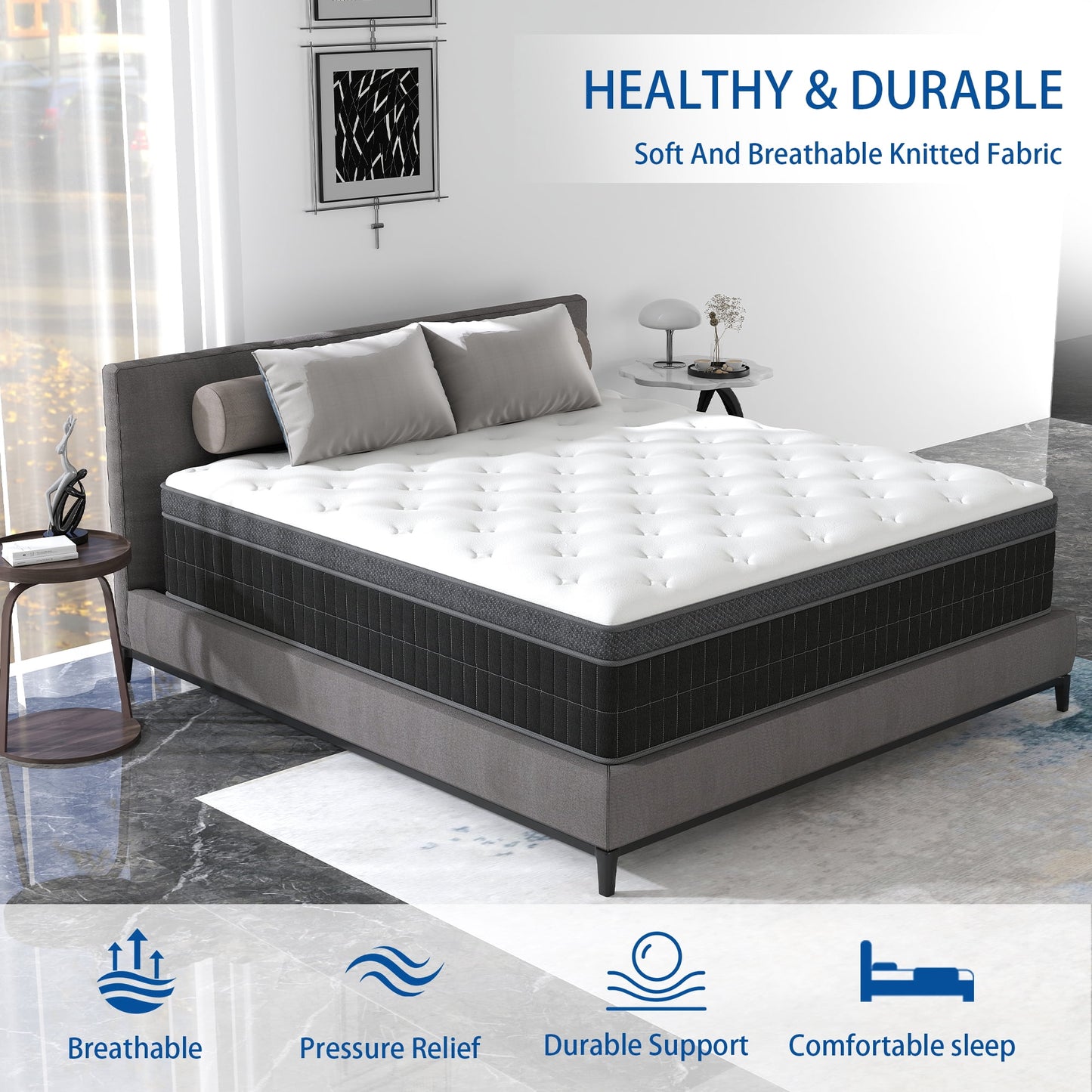 Mokiiya 10/12/14 INCH TWIN FULL QUEEN KING MATTRESS MEDIUM COMFORT TWIN SIZE FOR ADULT HYBRID MATTRESS IN A BOX