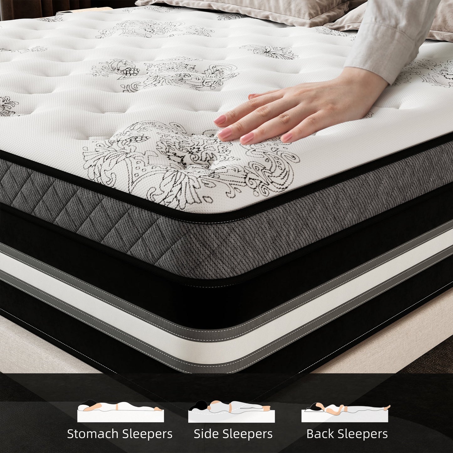 Abunitt 12/14 INCH TWIN FULL QUEEN KING MATTRESS MEDIUM COMFORT TWIN SIZE FOR ADULT HYBRID MATTRESS IN A BOX
