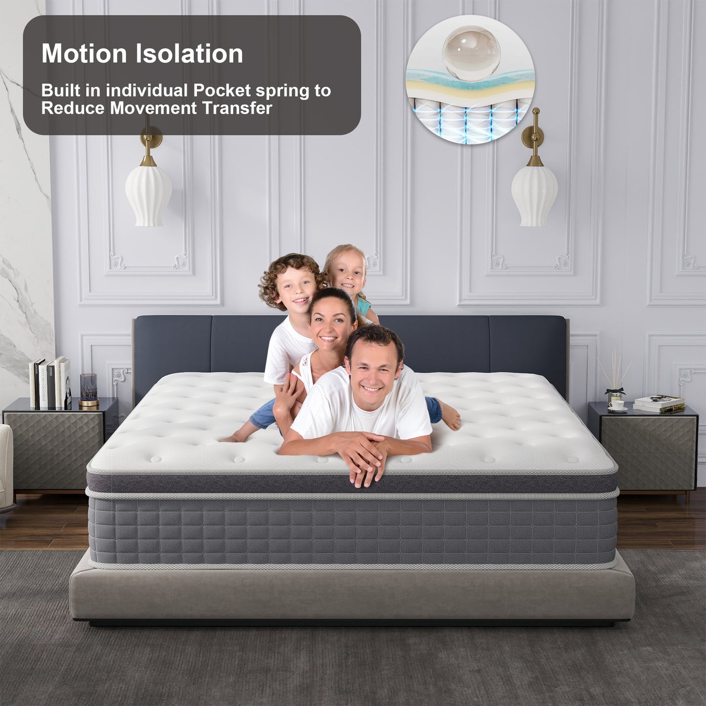Mokiiya 12/14 INCH TWIN FULL QUEEN KING MATTRESS ,HYBRID MATTRESSES MEDIUM FIRM IN A BOX