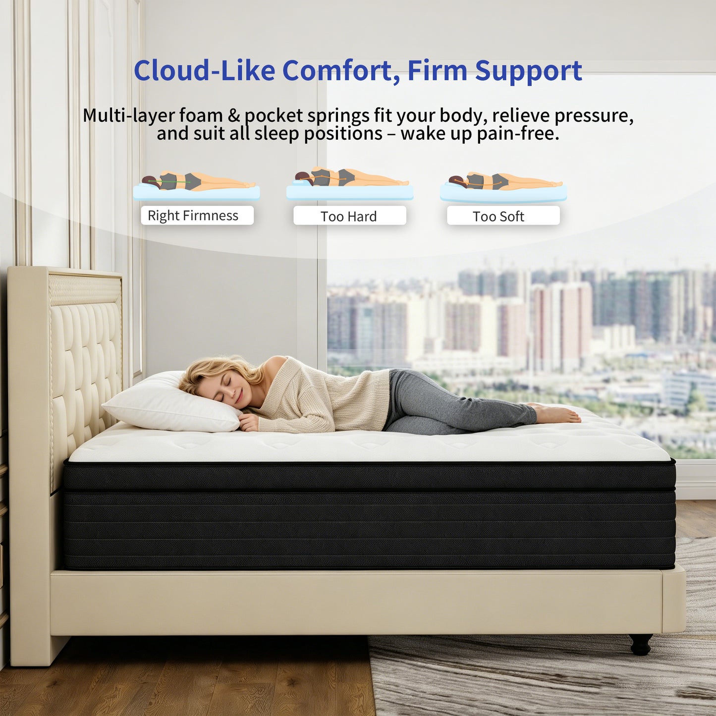 YILICY 10 /12/14 INCH TWIN FULL QUEEN KING ADULT MATTRESS WITH POCKET SPRING HYBRID MEMORY FOAM MEDIUM FIRM MATTRESS