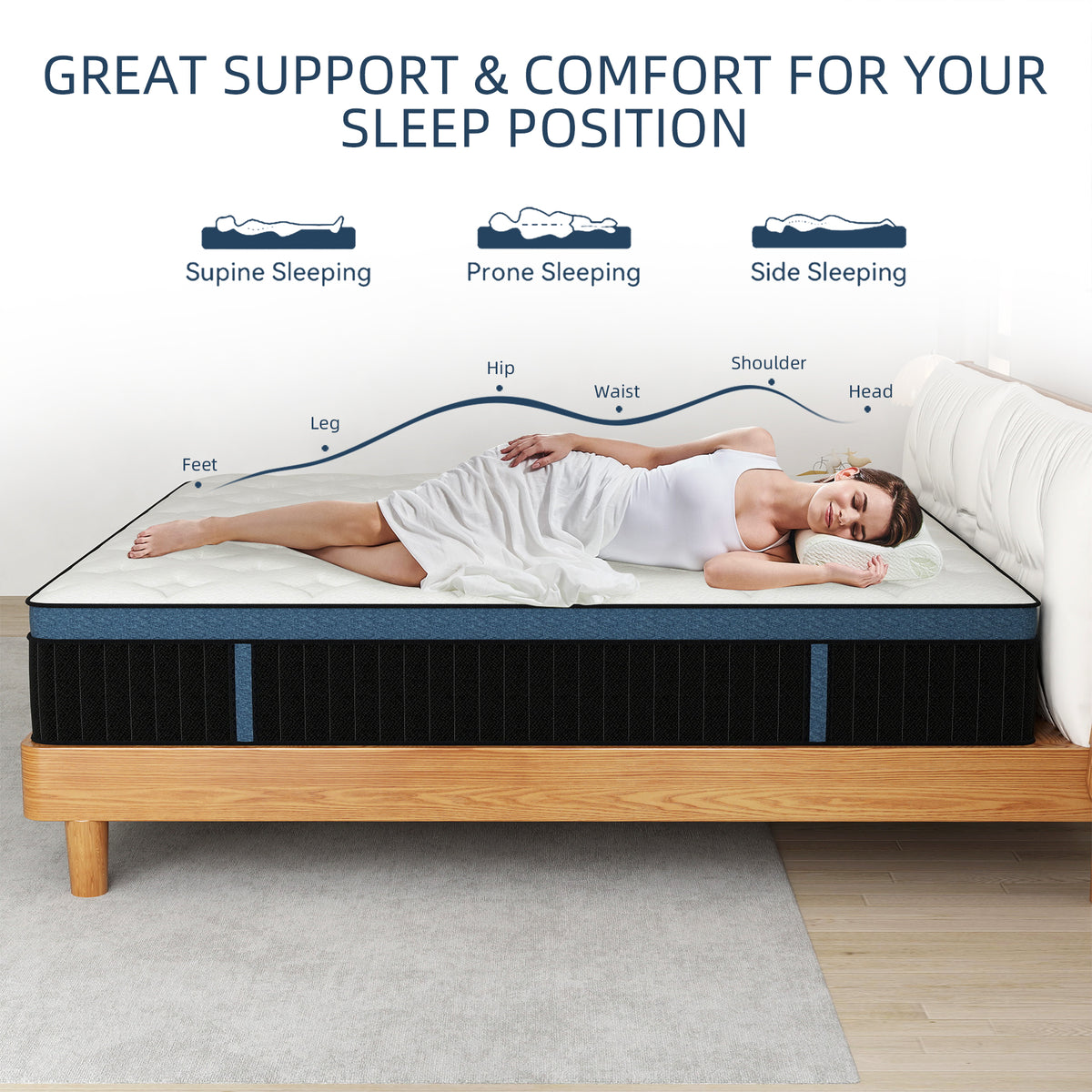KVIWASHA TWIN FULL QUEEN KING MATTRESS 12/14 INCH MEMORY FOAM AND SPRING HYBRID MATTRESS IN A BOX PRESSURE RELIEF, BREATHABLE
