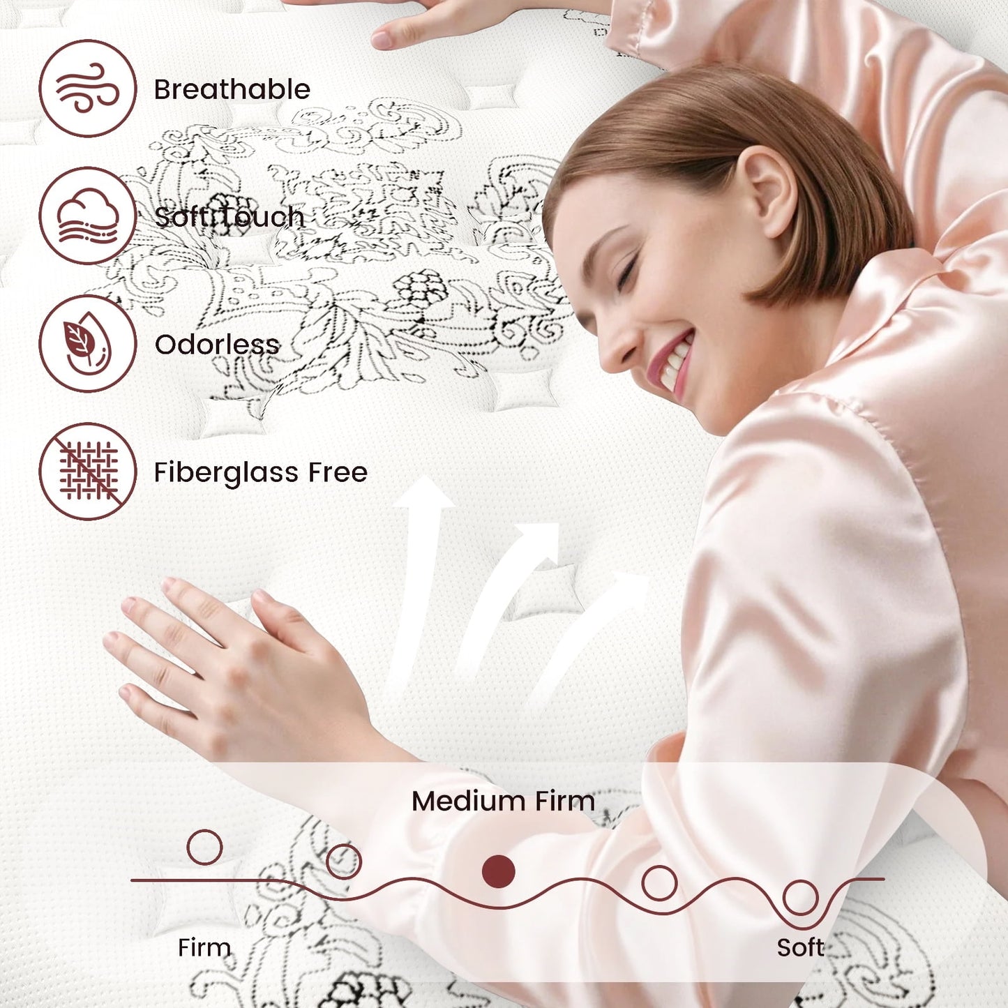 Mulinature 12/14 INCH TWIN FULL QUEEN KING MATTRESS ,HYBRID MATTRESSES MEDIUM FIRM IN A BOX