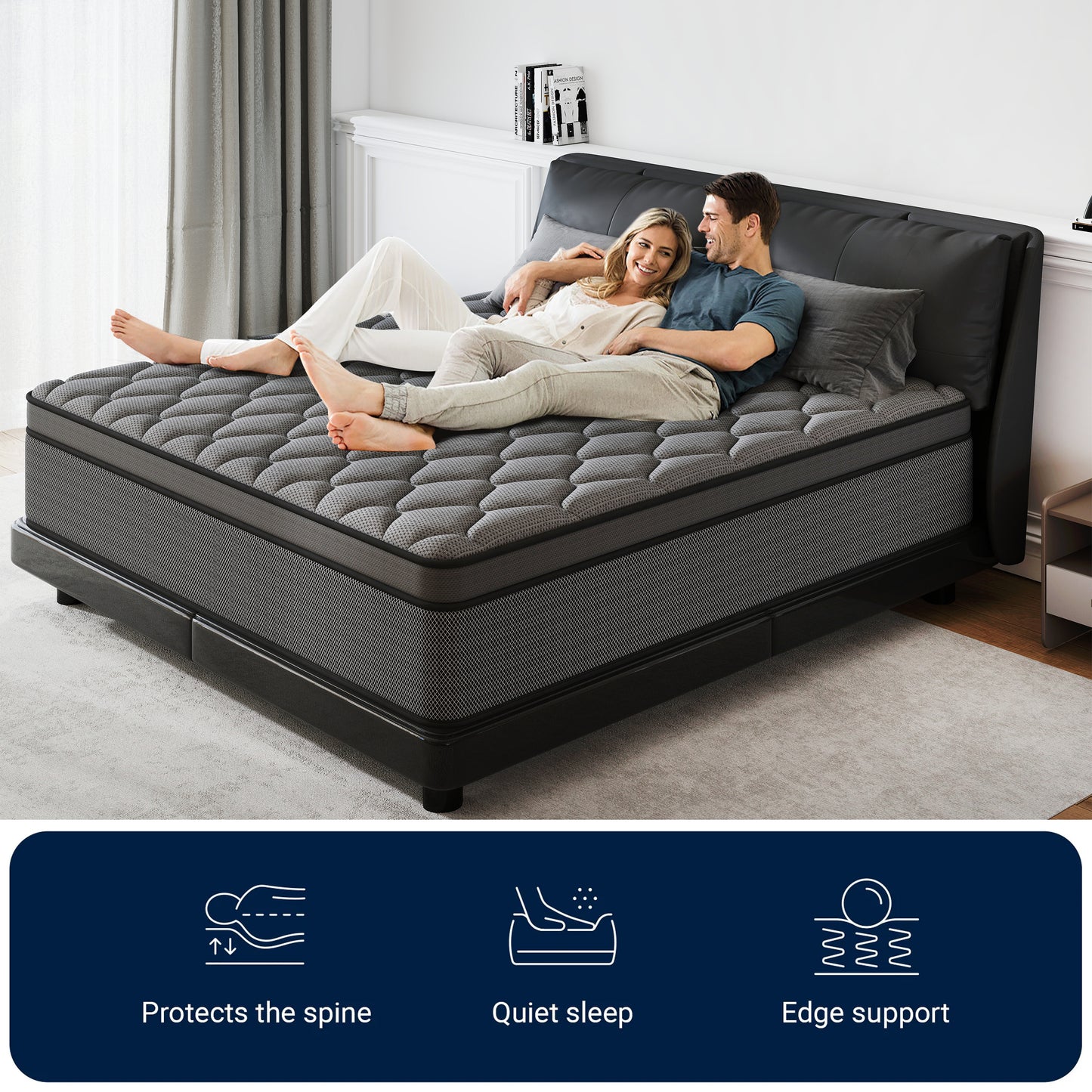 lemontalking 12 INCH TWIN FULL QUEEN KING MATTRESS MEDIUM COMFORT TWIN SIZE FOR ADULT HYBRID MATTRESS IN A BOX