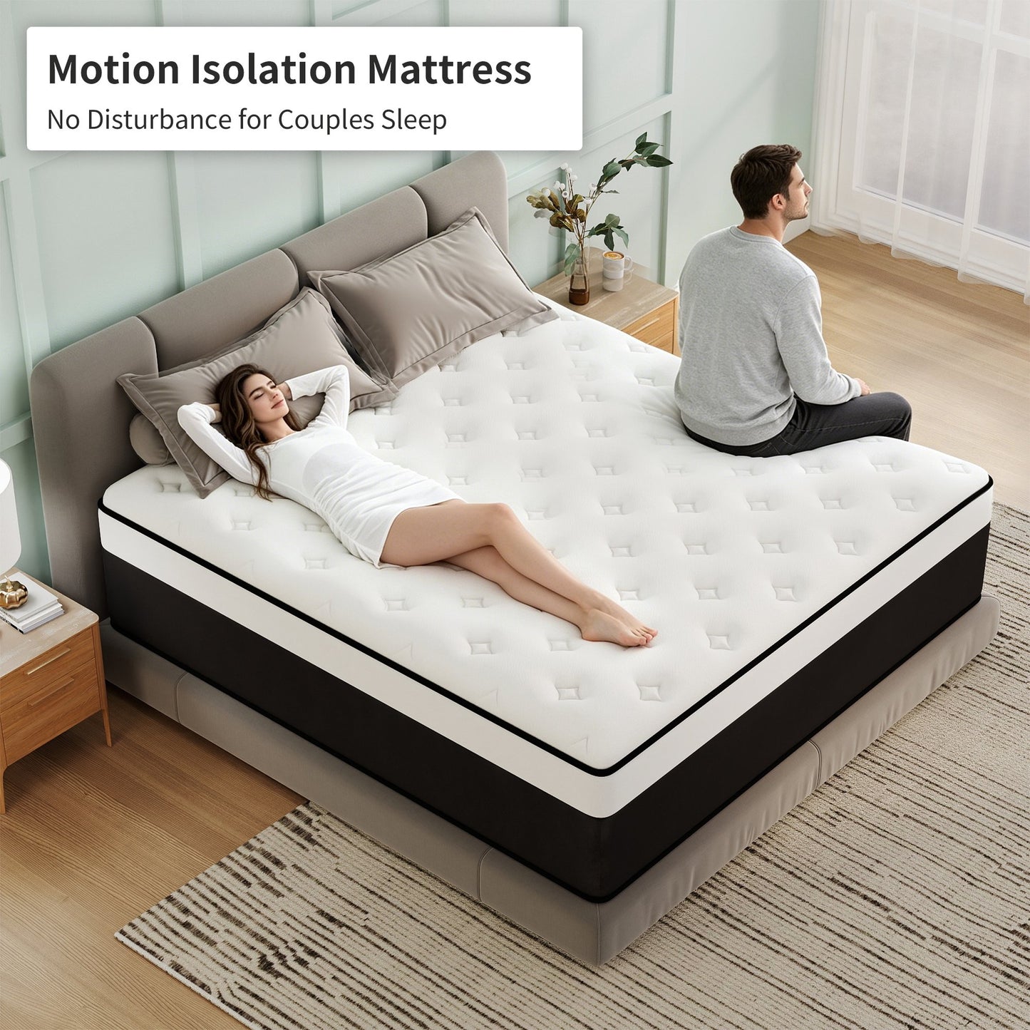 Abunitt 8/10/12/14 INCH TWIN FULL QUEEN KING MATTRESS MEDIUM COMFORT TWIN SIZE FOR ADULT HYBRID MATTRESS IN A BOX